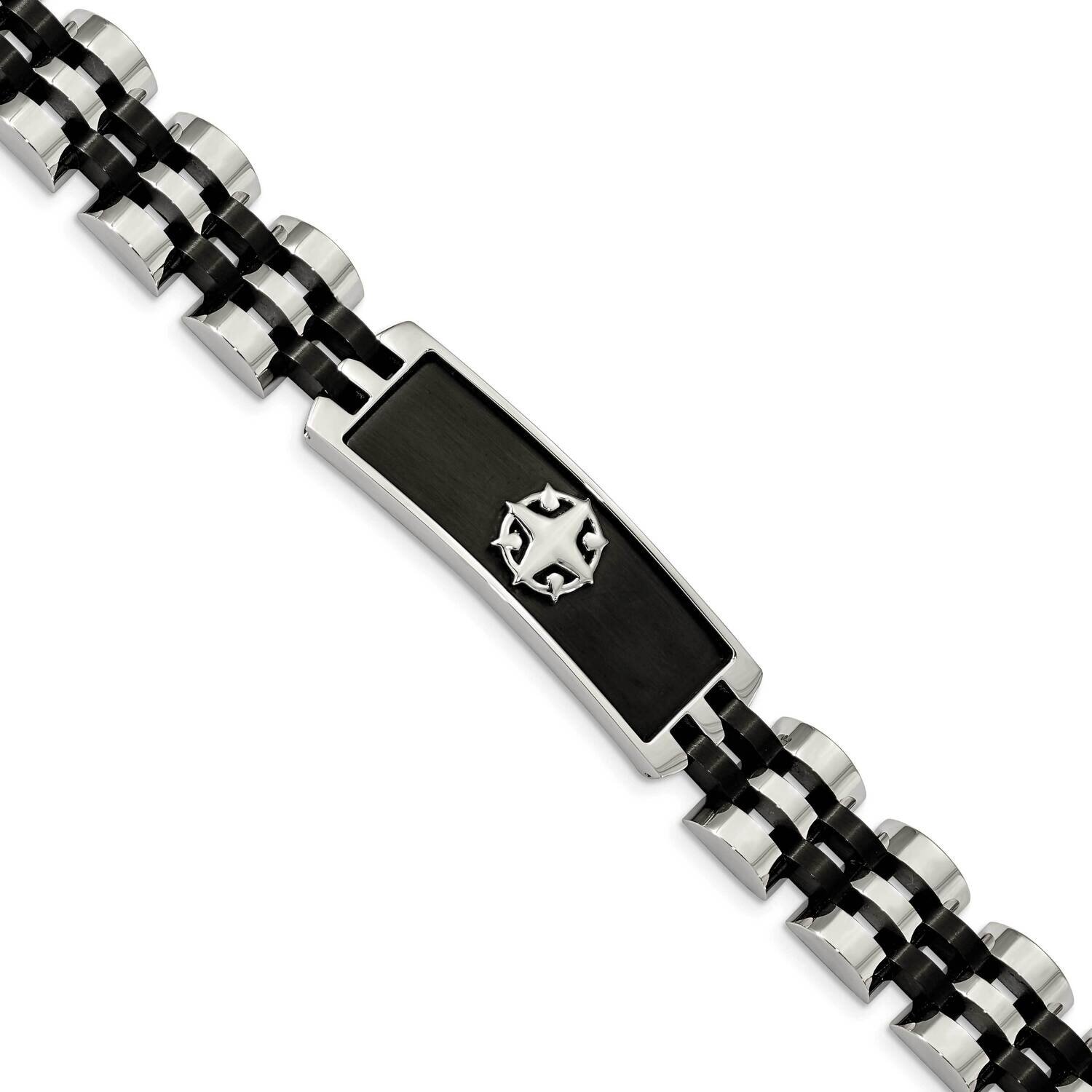 Black Ip-Plated 8.25 Inch Id Bracelet Stainless Steel Brushed and Polished SRB2380-8.25, MPN: SRB23…