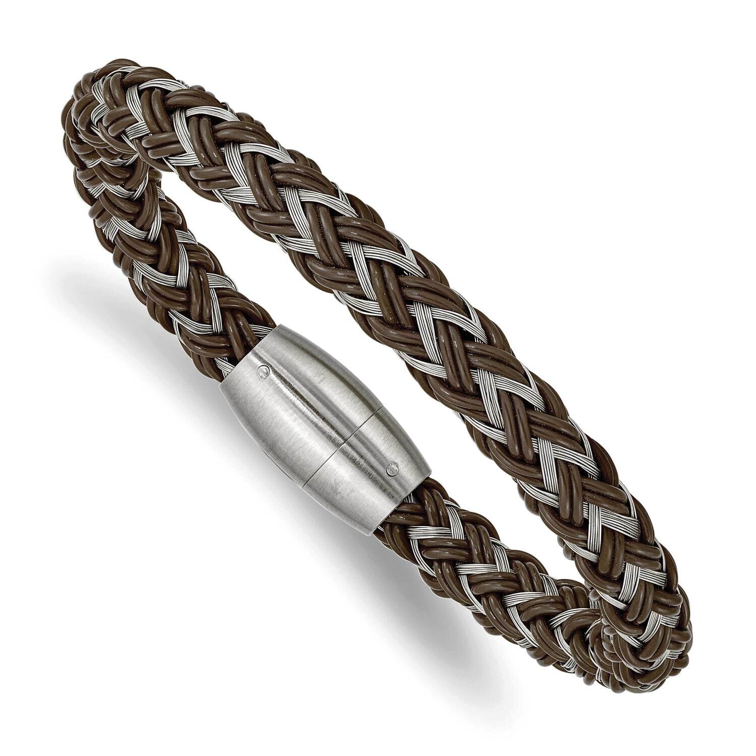 Wire and Rubber Braided 8.5 Inch Bracelet Stainless Steel Brushed SRB2445-8.5, MPN: SRB2445-8.5, 19…