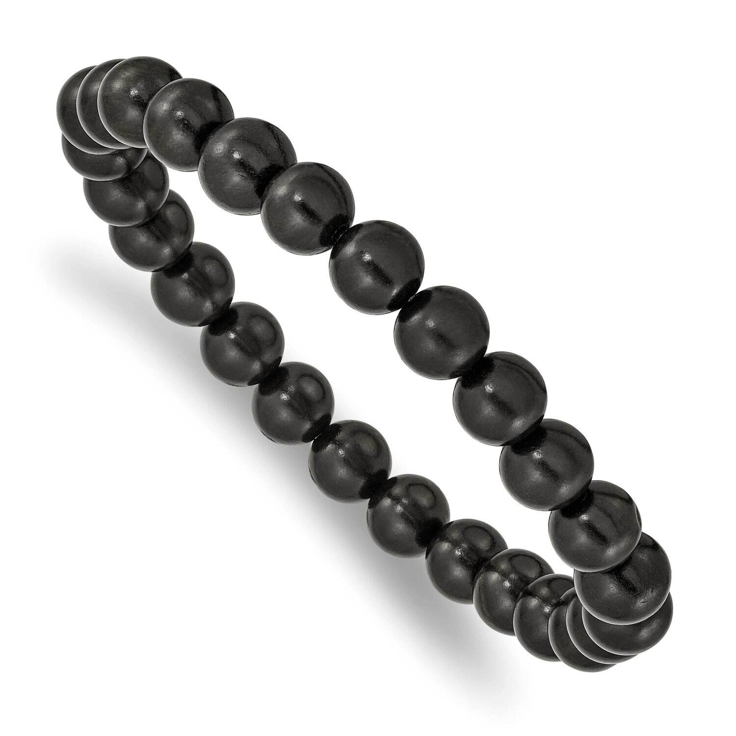 Black Wood Bead Stretch Bracelet SRB2515