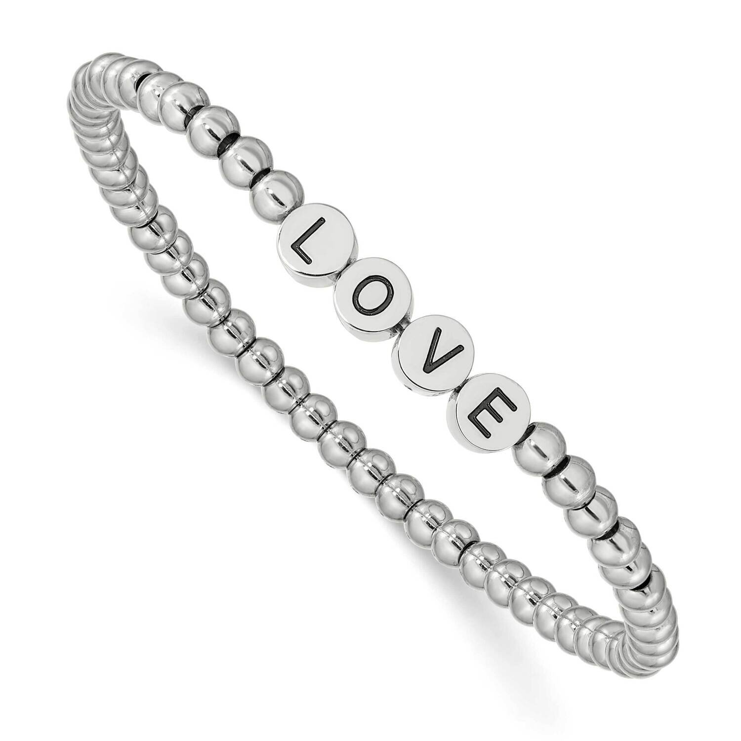 Polished Love Stretch Bracelet Stainless Steel Antiqued SRB2549, MPN: SRB2549, 191101860065