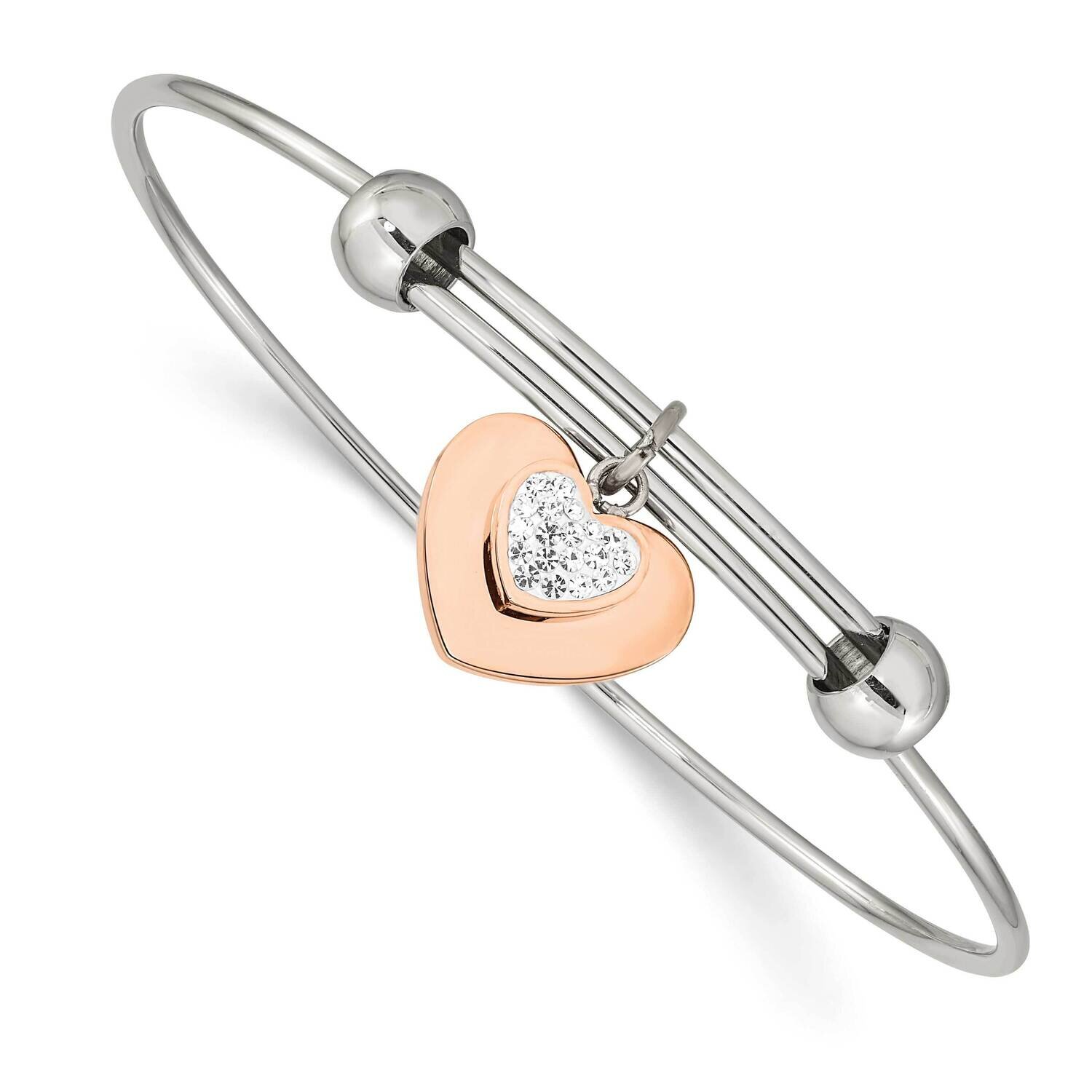 Rose Ip-Plated with Preciosa Crystal Hearts Bangle Stainless Steel Polished SRB2575, MPN: SRB2575, …