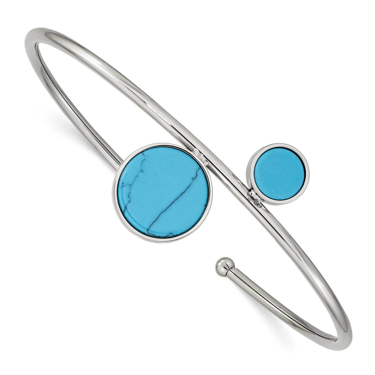 Reconstructed Turquoise Flexible Bangle Stainless Steel Polished SRB2578, MPN: SRB2578, 191101864803