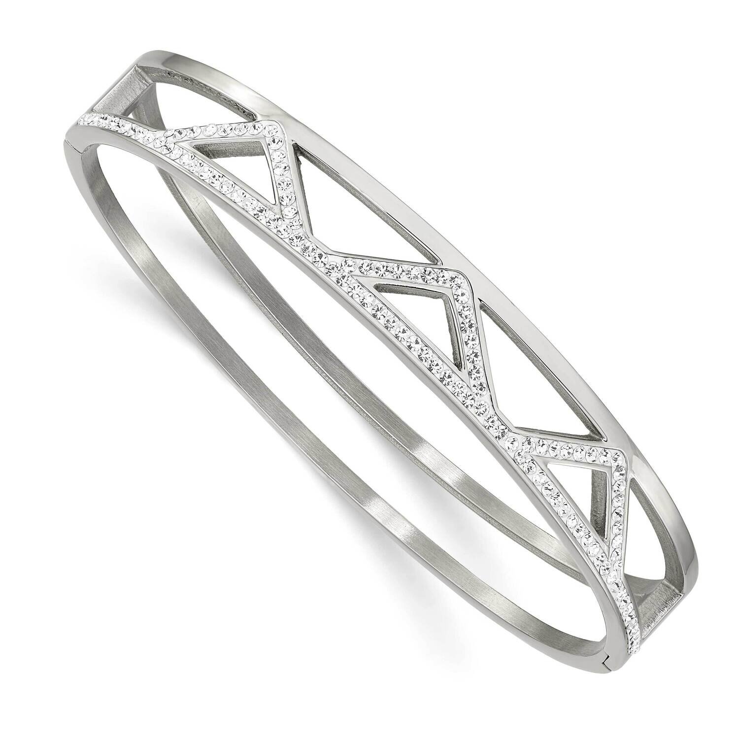 Preciosa Crystal 10.00mm Hinged Bangle Stainless Steel Polished SRB2580, MPN: SRB2580, 191101864827