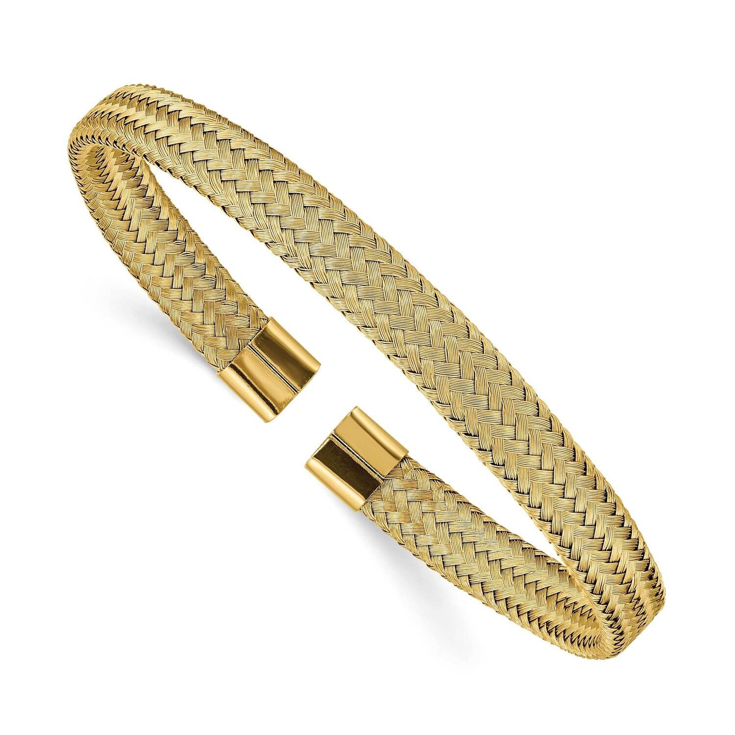 Yellow Ip-Plated 6.00mm Mesh Wire Cuff Bangle Stainless Steel Polished SRB2599
