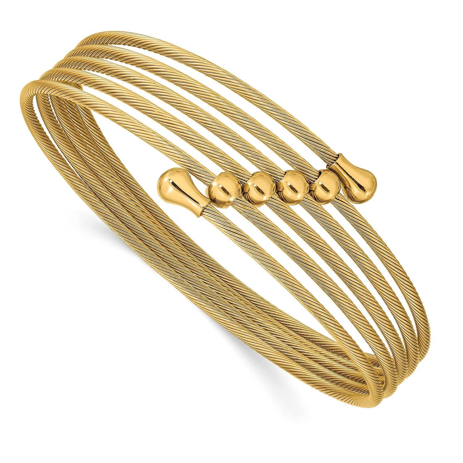 Yellow Ip-Plated Flexible Coil Bangle Stainless Steel Polished SRB2603