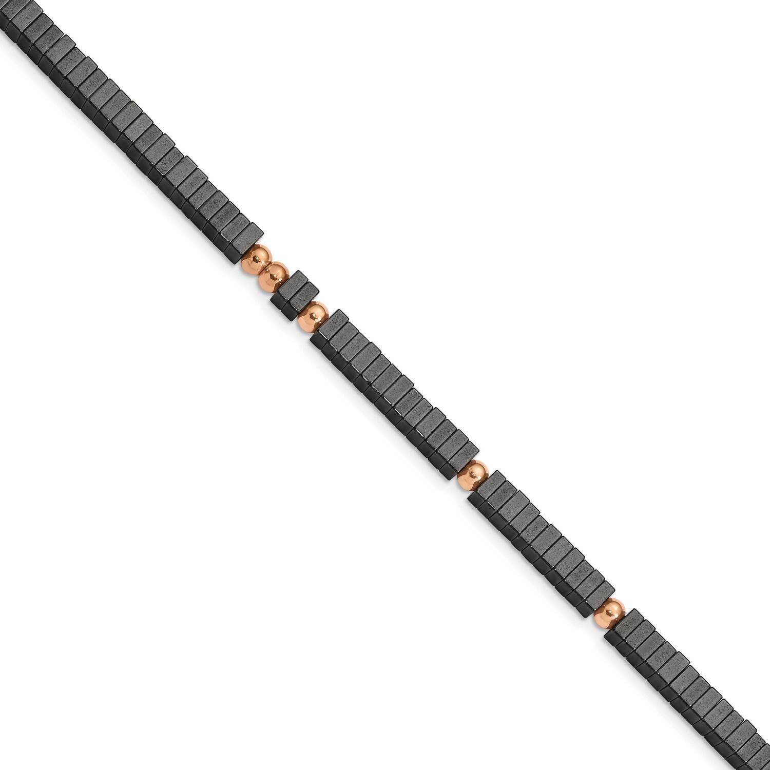 Rose Ip with Hematite 7 Inch with 1.25 Inch Extender Bracelet Stainless Steel Polished SRB2607-7, M…