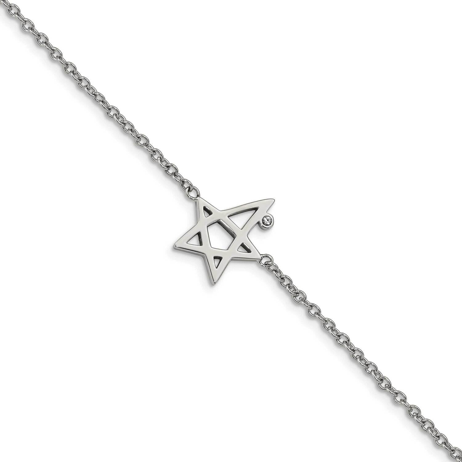 Swarovski Crystals 7.5 Inch 1 Inch Extension Star Bracelet Stainless Steel Polished SRB2609-7.5, MP…