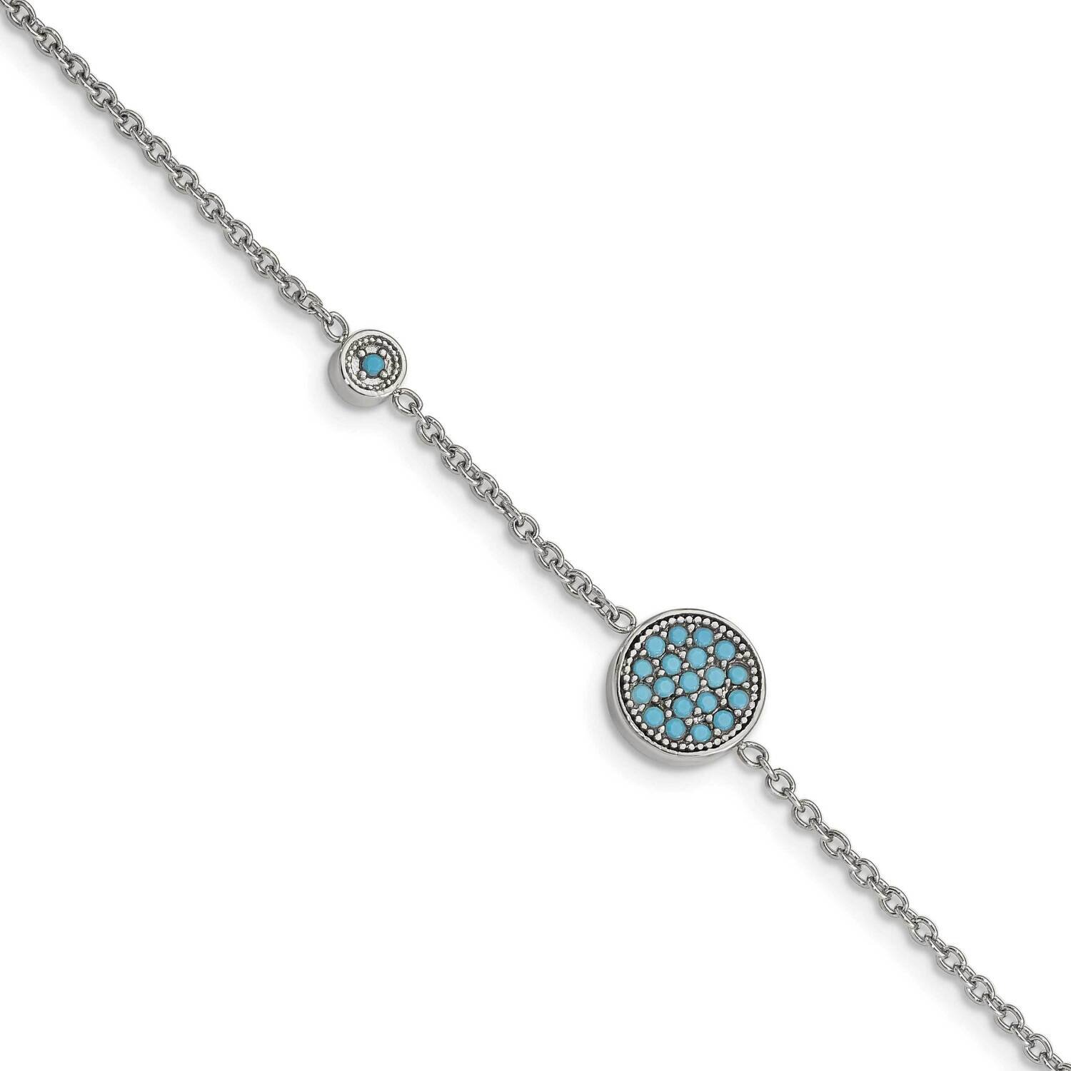 Reconstructed Turquoise with 1.25 Inch Extender Bracelet Stainless Steel Polished SRB2614-7, MPN: S…