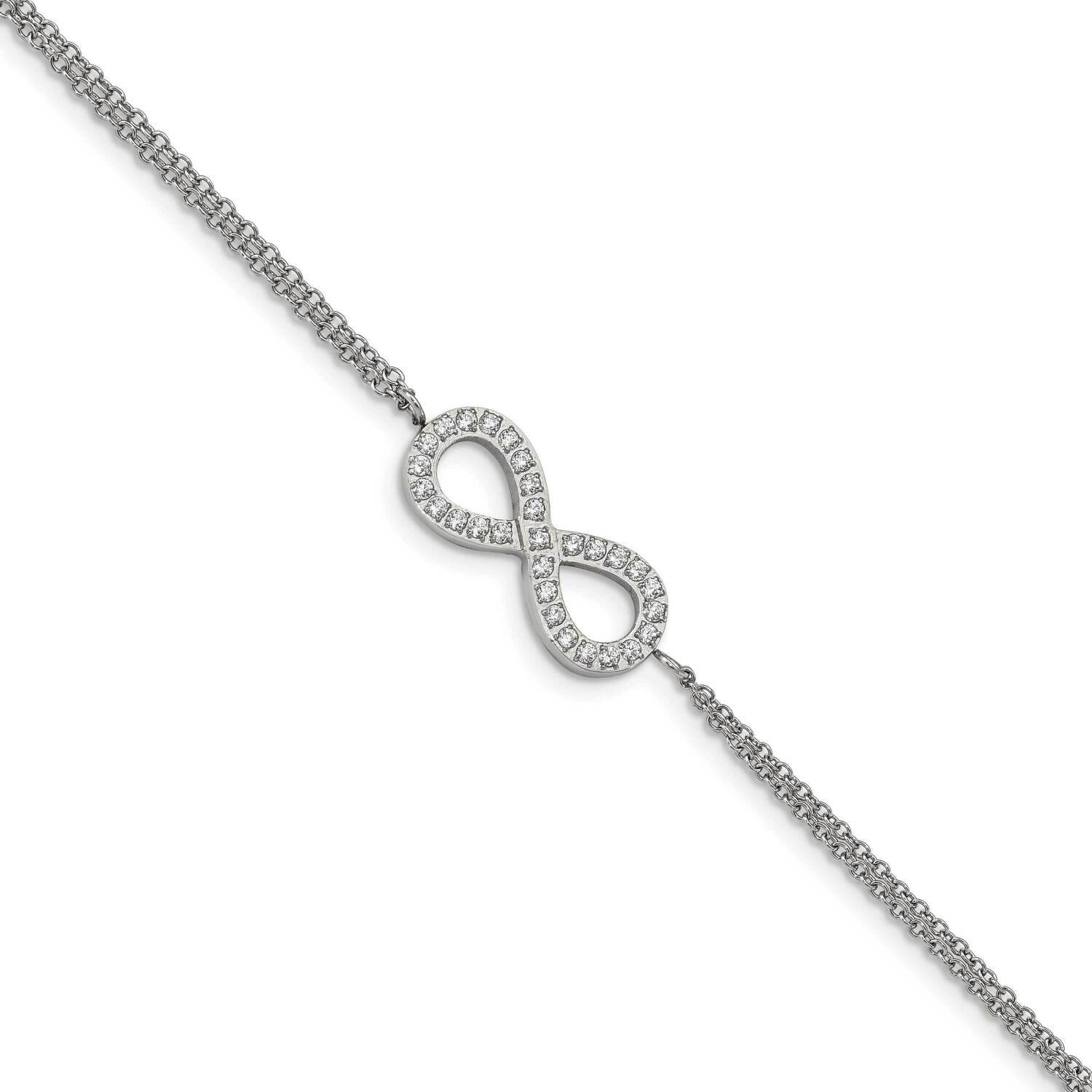Cz Infinity Symbol 6.25 Inch 2 Inch Extension Bracelet Stainless Steel Polished SRB2616-6.25, MPN: …