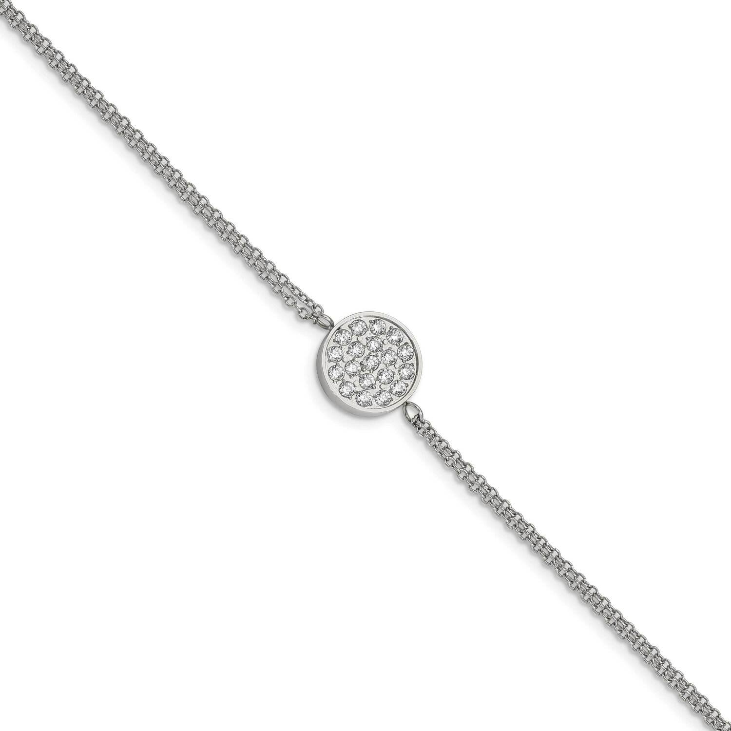 Cz Circle 6.25 Inch 2 Inch Extension Bracelet Stainless Steel Polished SRB2618-6.25, MPN: SRB2618-6…