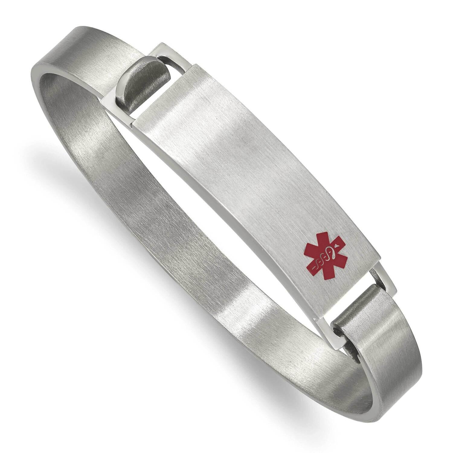 Red Enamel 8.00mm Medical Id Bangle Stainless Steel Brushed SRB2636, MPN: SRB2636, 191101865077