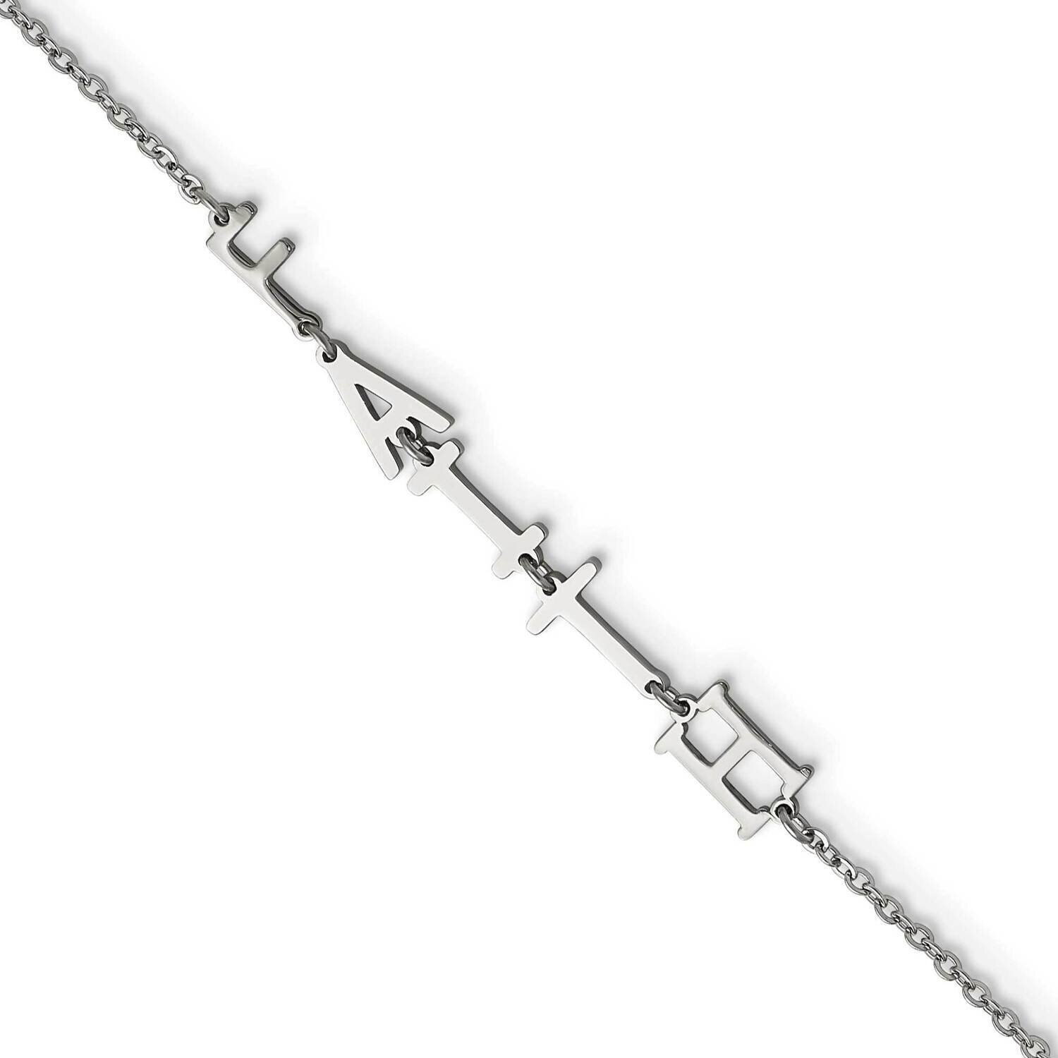 Faith with 1 Inch Extension 6.5 Inch Bracelet Stainless Steel Polished SRB2645-6.5, MPN: SRB2645-6.…