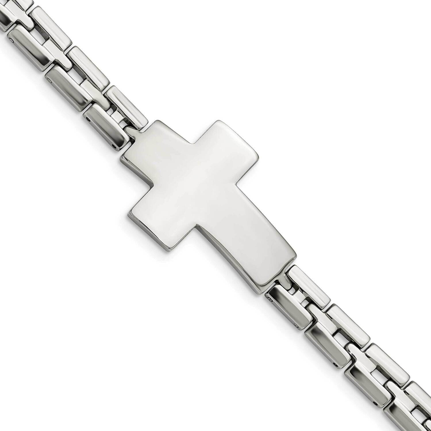 Cross 8 Inch Link Bracelet Stainless Steel Polished SRB2650-8
