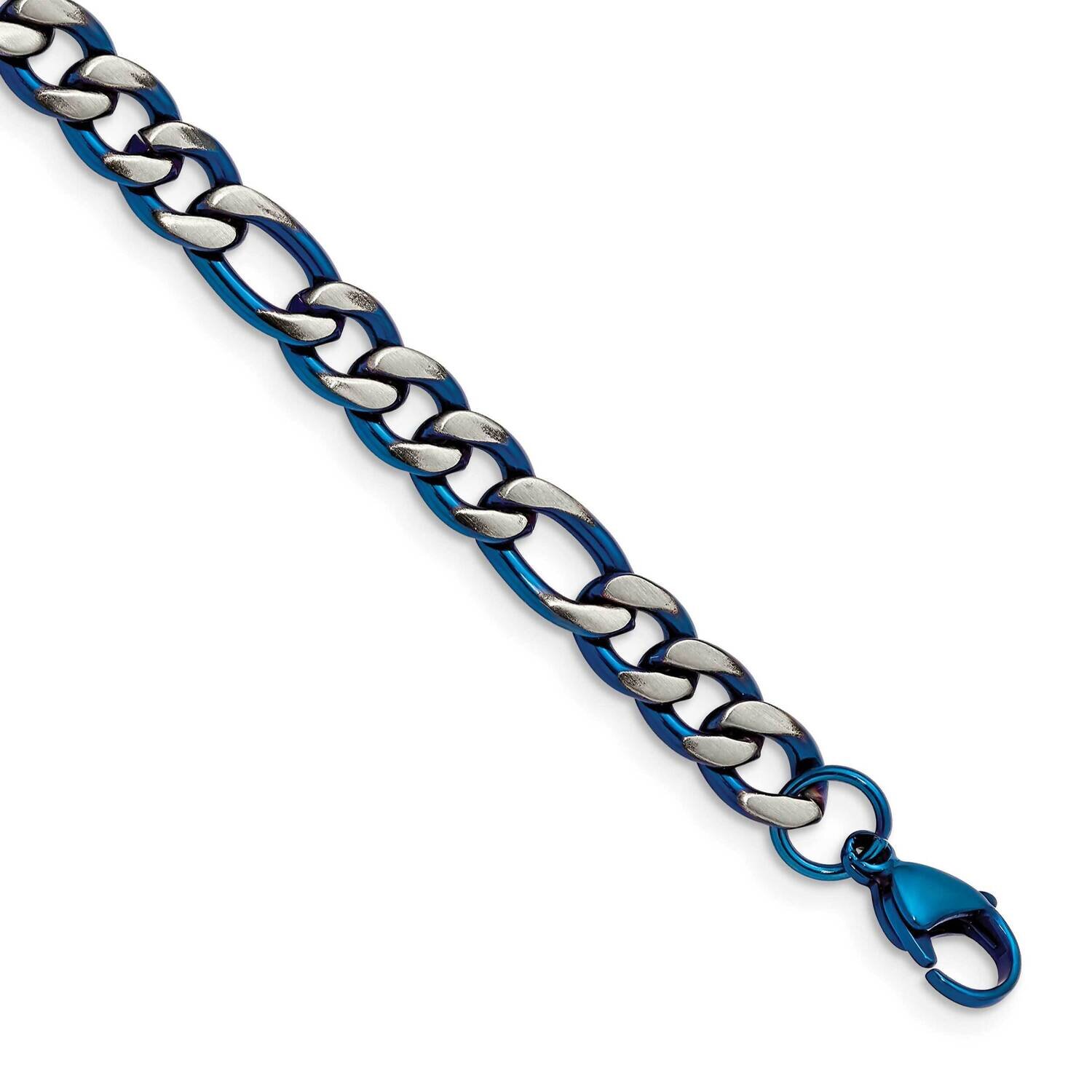 Blue Ip-Plated 7.5mm 8.5 Inch Bracelet Stainless Steel Brushed and Polished SRB2659-8.5, MPN: SRB26…