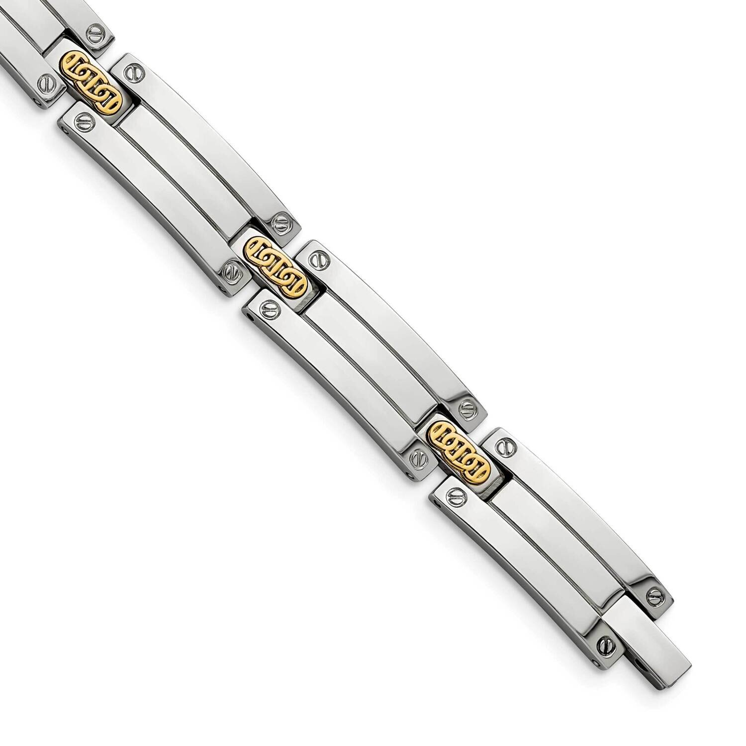 14K Accent Polished 8.5 Inch Link Bracelet Stainless Steel SRB2660-8.5, MPN: SRB2660-8.5, 191101859…