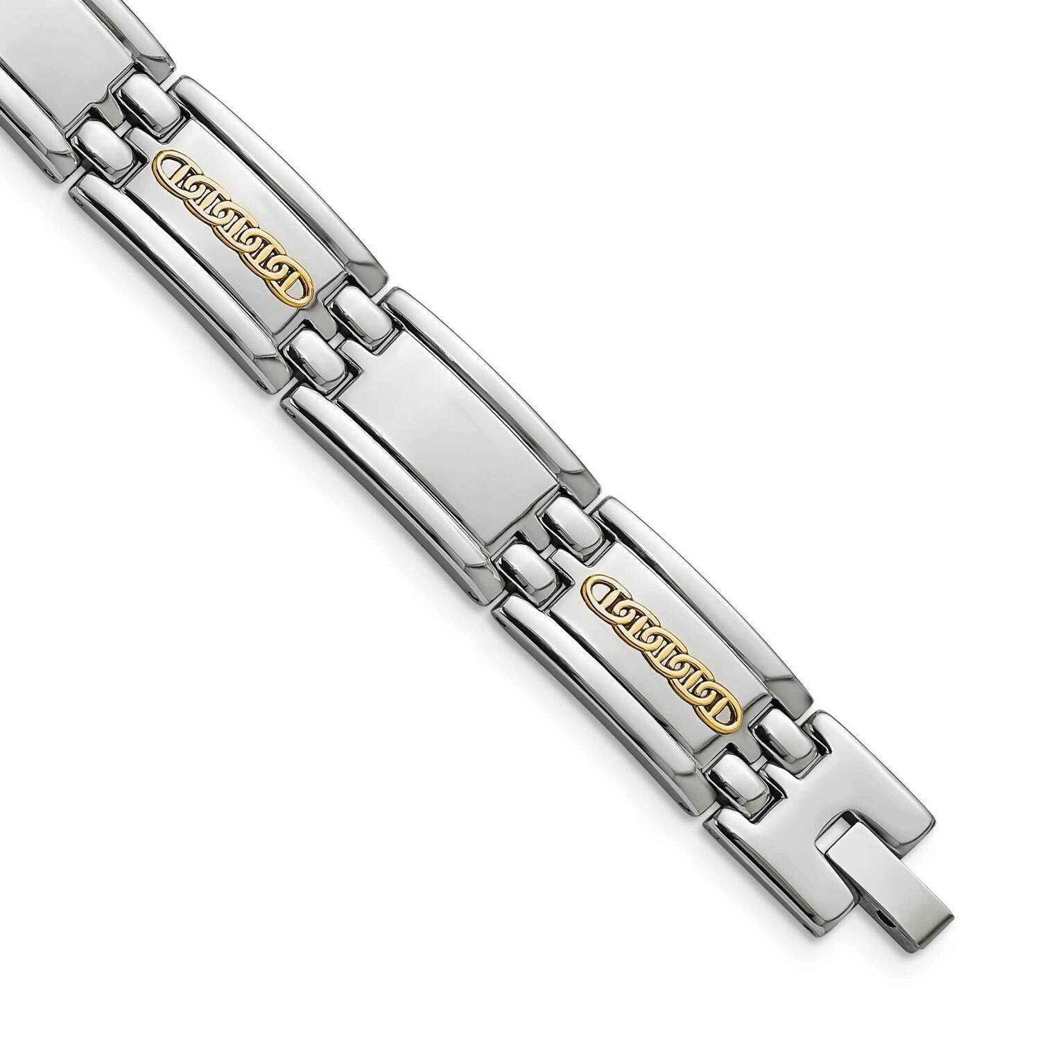14K Accent Polished 8.75 Inch Link Bracelet Stainless Steel SRB2662-8.75, MPN: SRB2662-8.75, 191101…