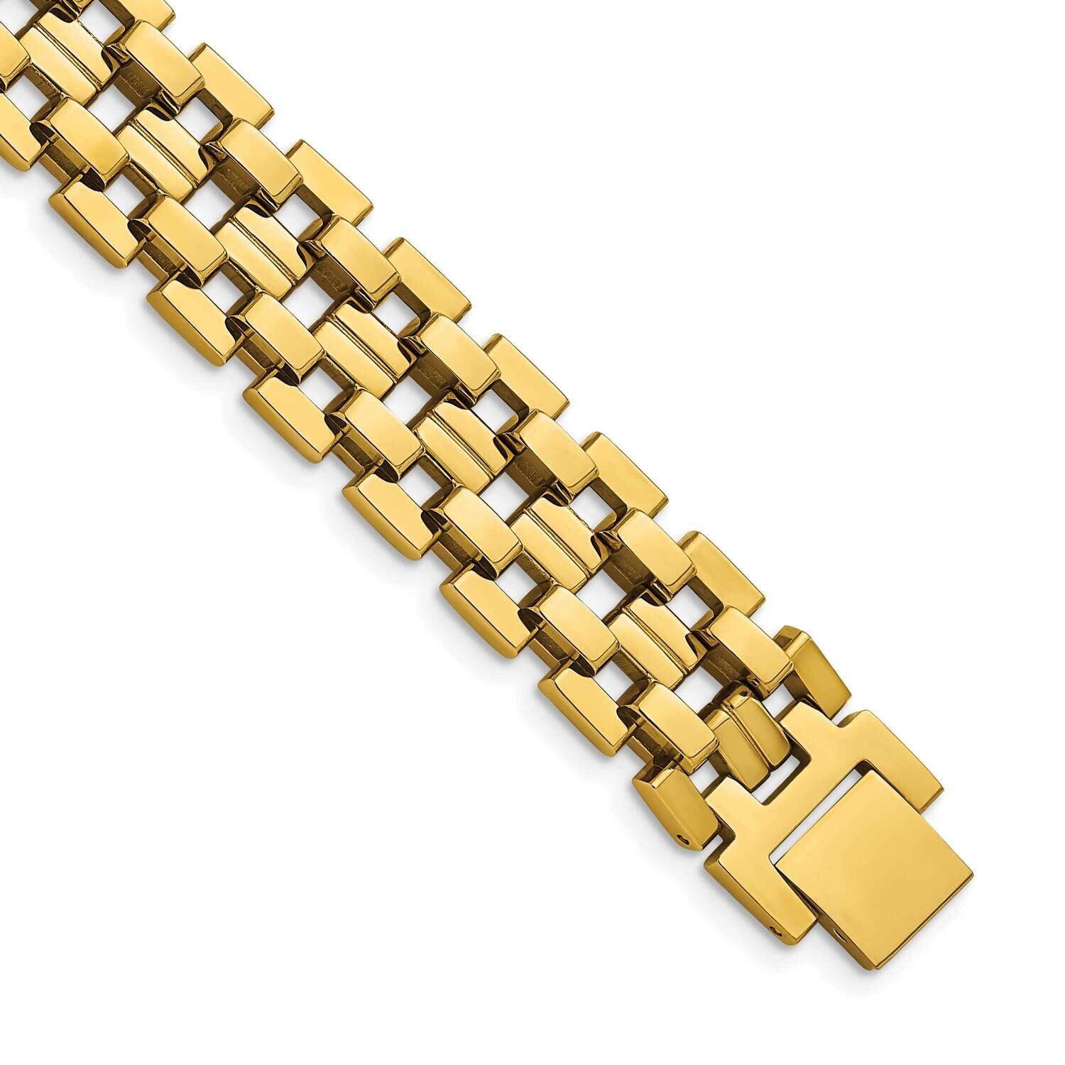 Yellow Ip-Plated 8.25 Inch Link Bracelet Stainless Steel Polished SRB2667-8.25