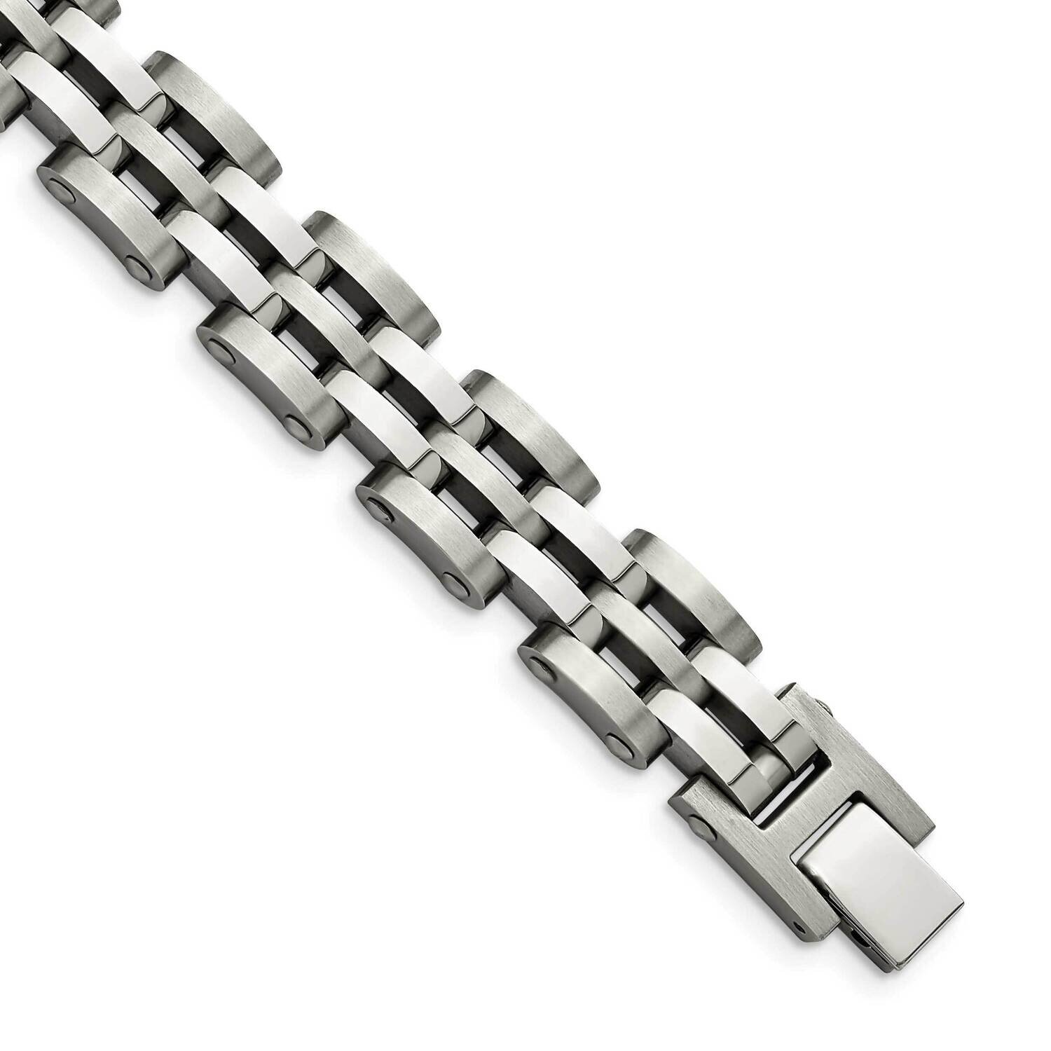 8.75 Inch Link Bracelet Stainless Steel Brushed and Polished SRB2669-8.75