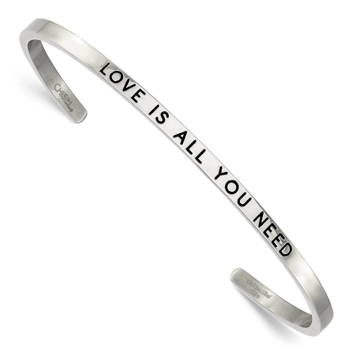 Enamel Crystal All You Need 3mm Cuff Bangle Stainless Steel Polished SRB2674, MPN: SRB2674, 1911018…