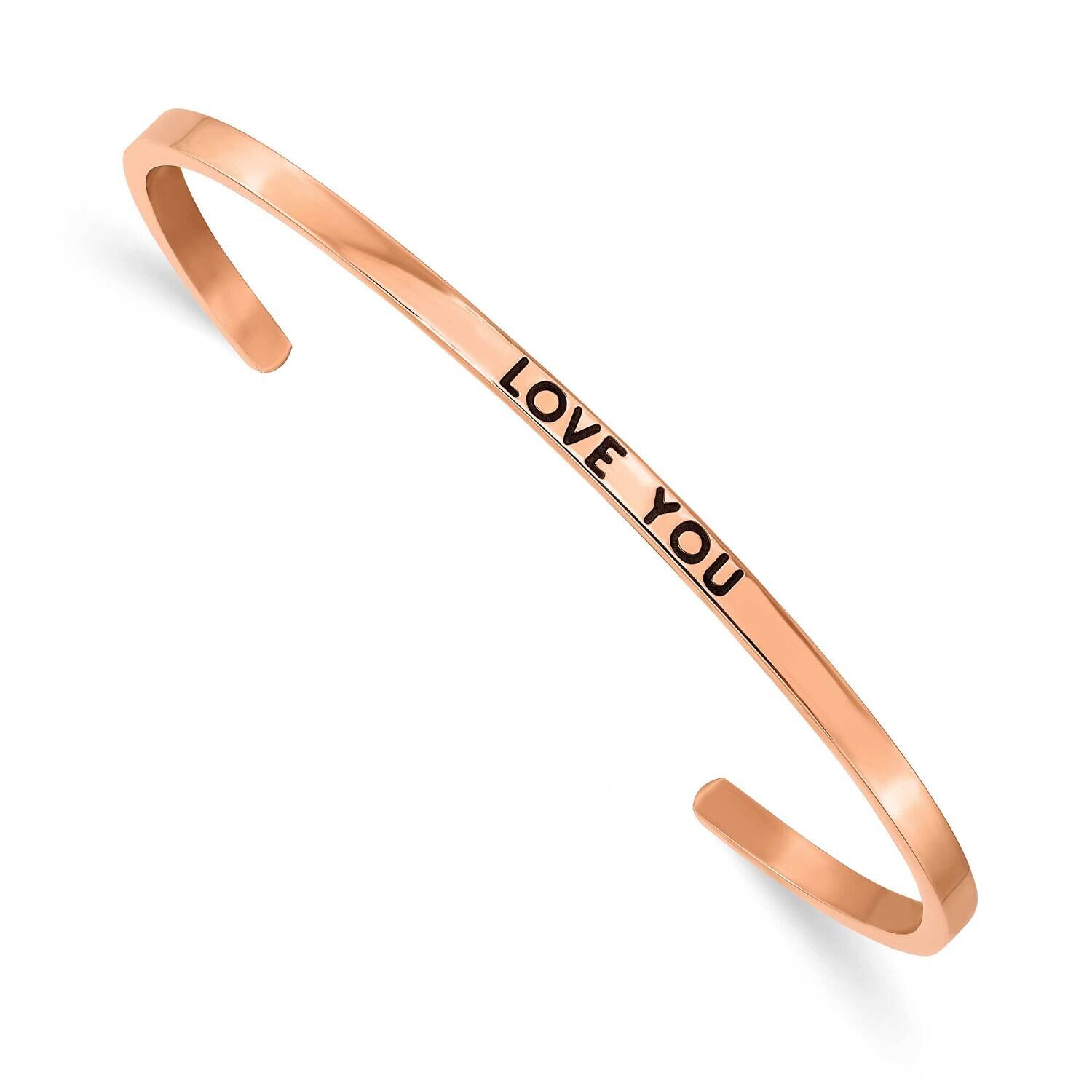 Rose Ip Enamel Crystal Love You 3mm Cuff Bangle Stainless Steel Polished SRB2682, MPN: SRB2682, 191…
