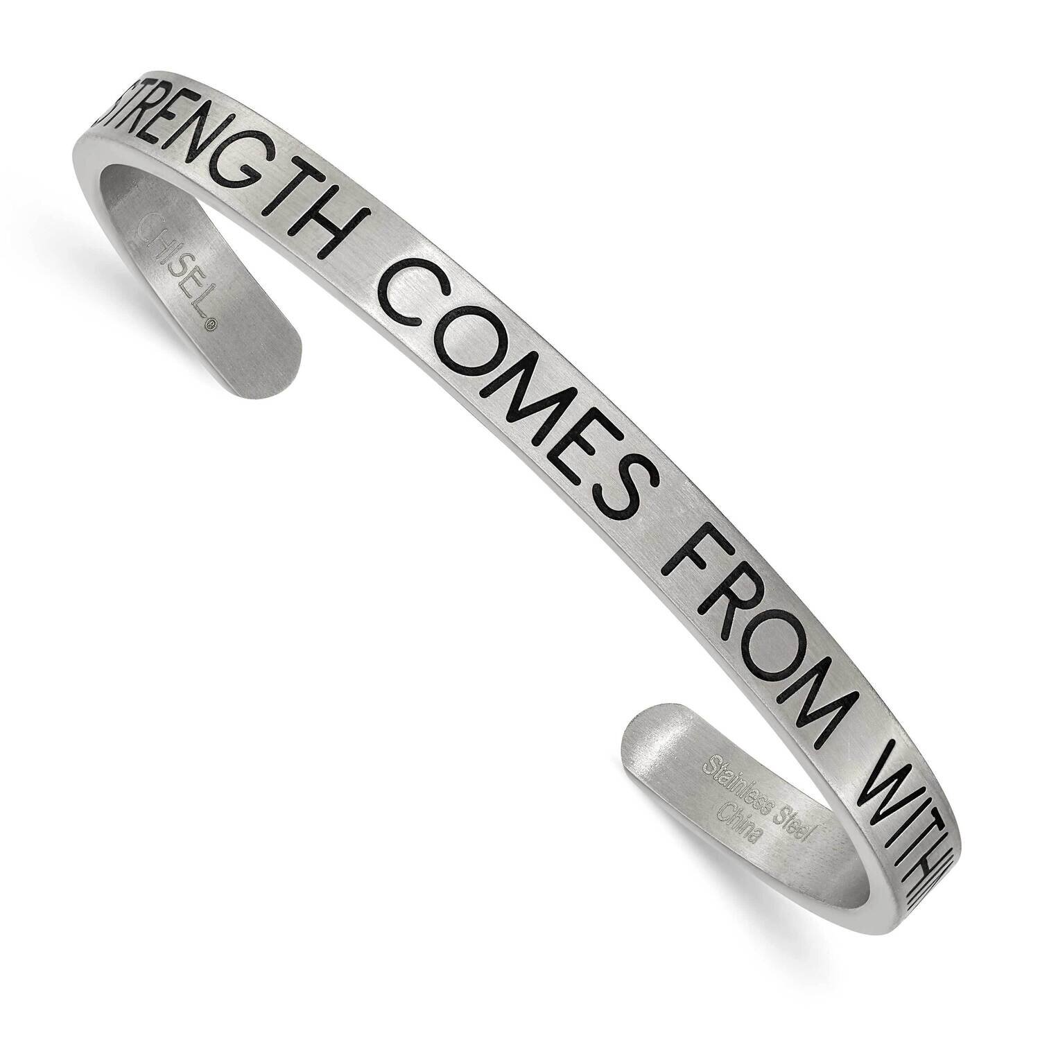 Strength Comes. 6mm Cuff Bangle Stainless Steel Brushed SRB2685, MPN: SRB2685, 191101865251