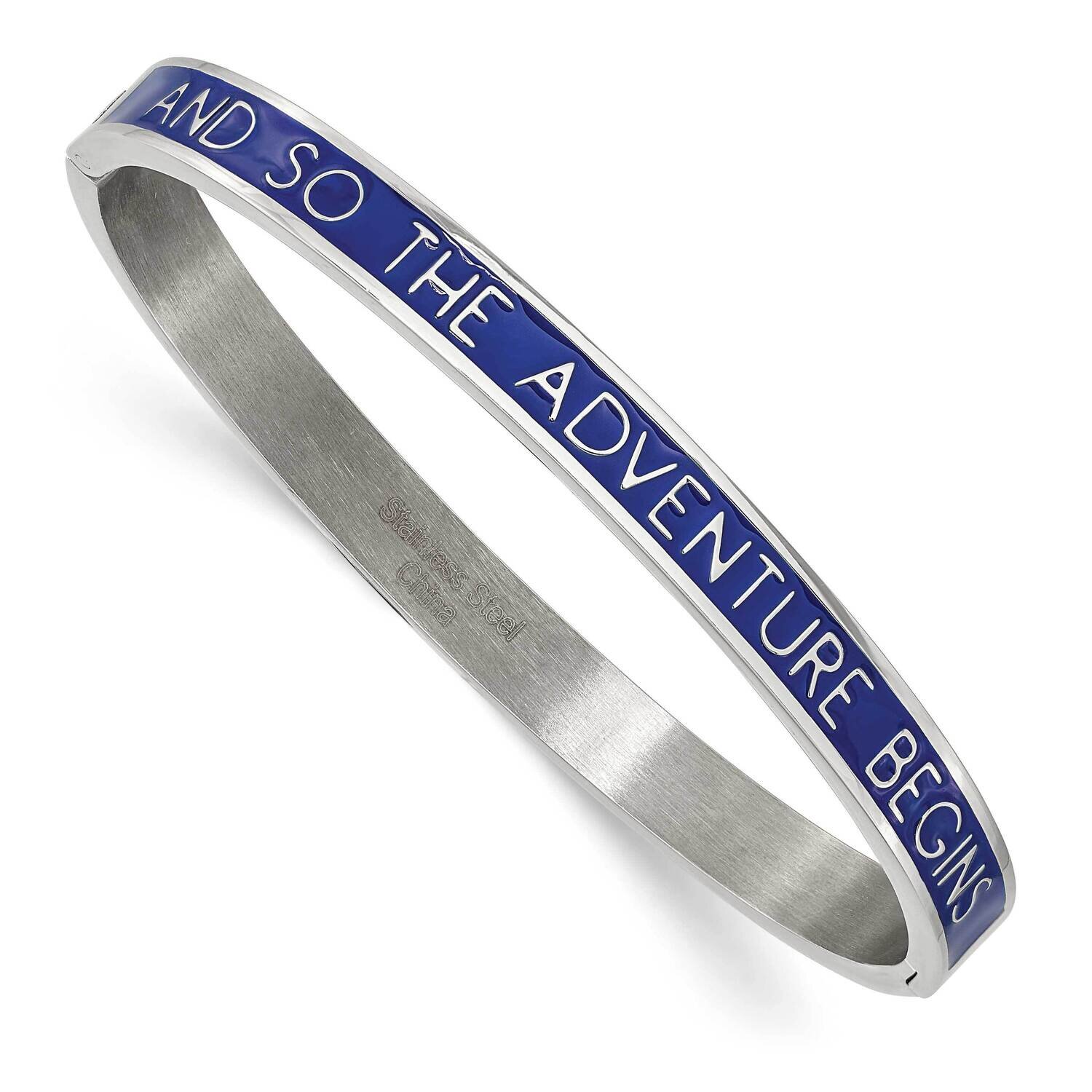 Blue Enamel Adventure Begins 6mm Bangle Stainless Steel Polished SRB2690, MPN: SRB2690, 191101865305