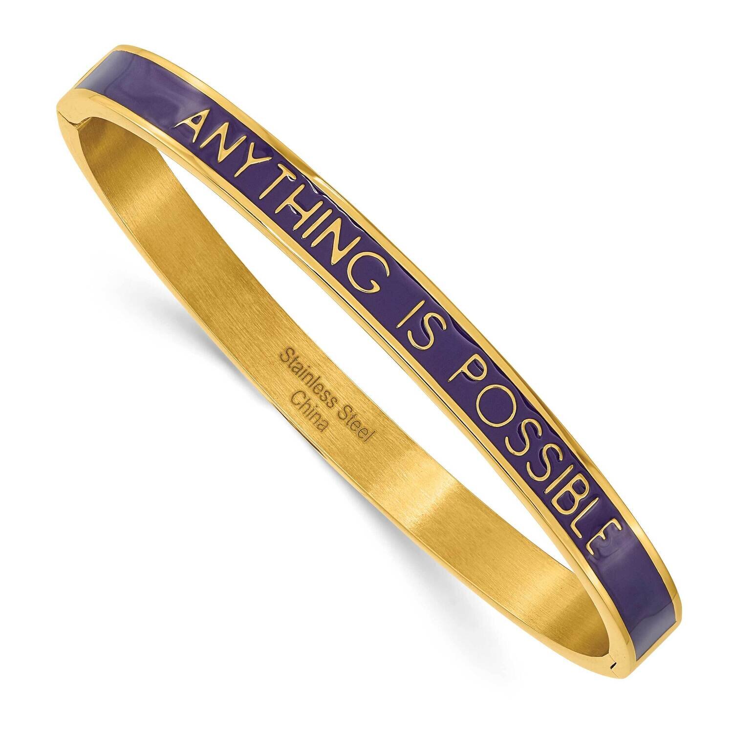 Yellow Ip Purple Enamel Anything Is Possible Bangle Stainless Steel Polished SRB2692
