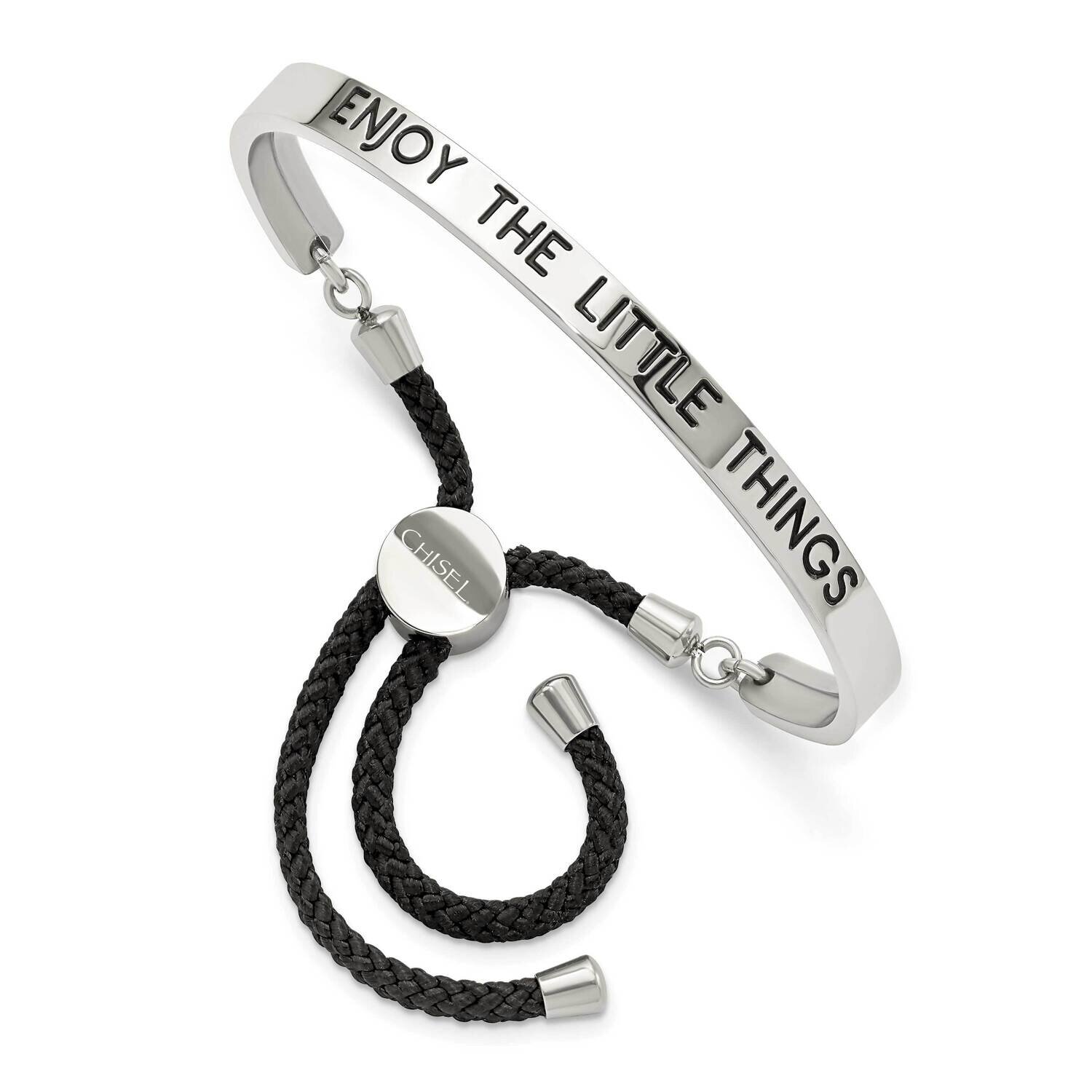 Black Enamel &amp; Nylon Little Things Adj Bangle Stainless Steel Polished SRB2697, MPN: SRB2697, 19110…