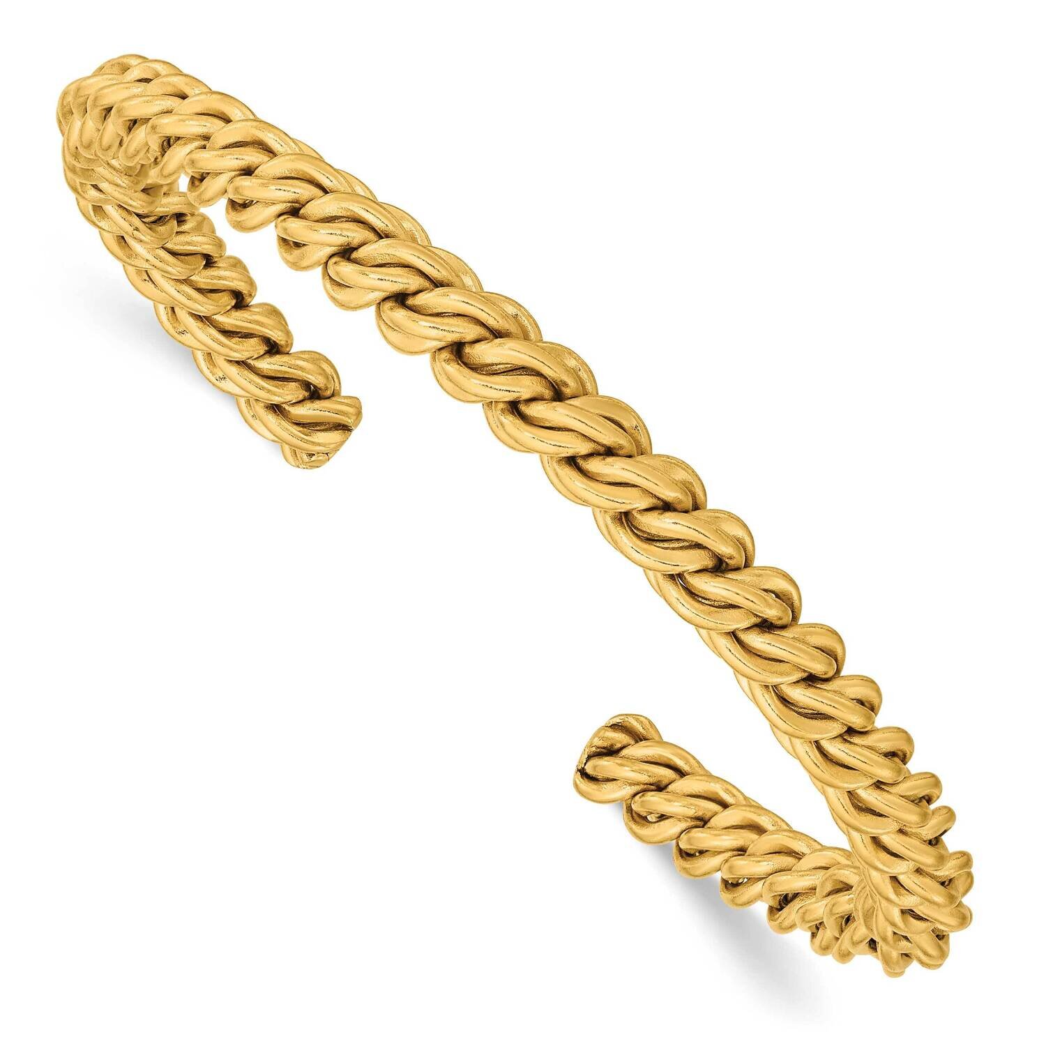 Yellow Ip-Plated Twisted 6mm Cuff Bangle Stainless Steel Polished SRB2749