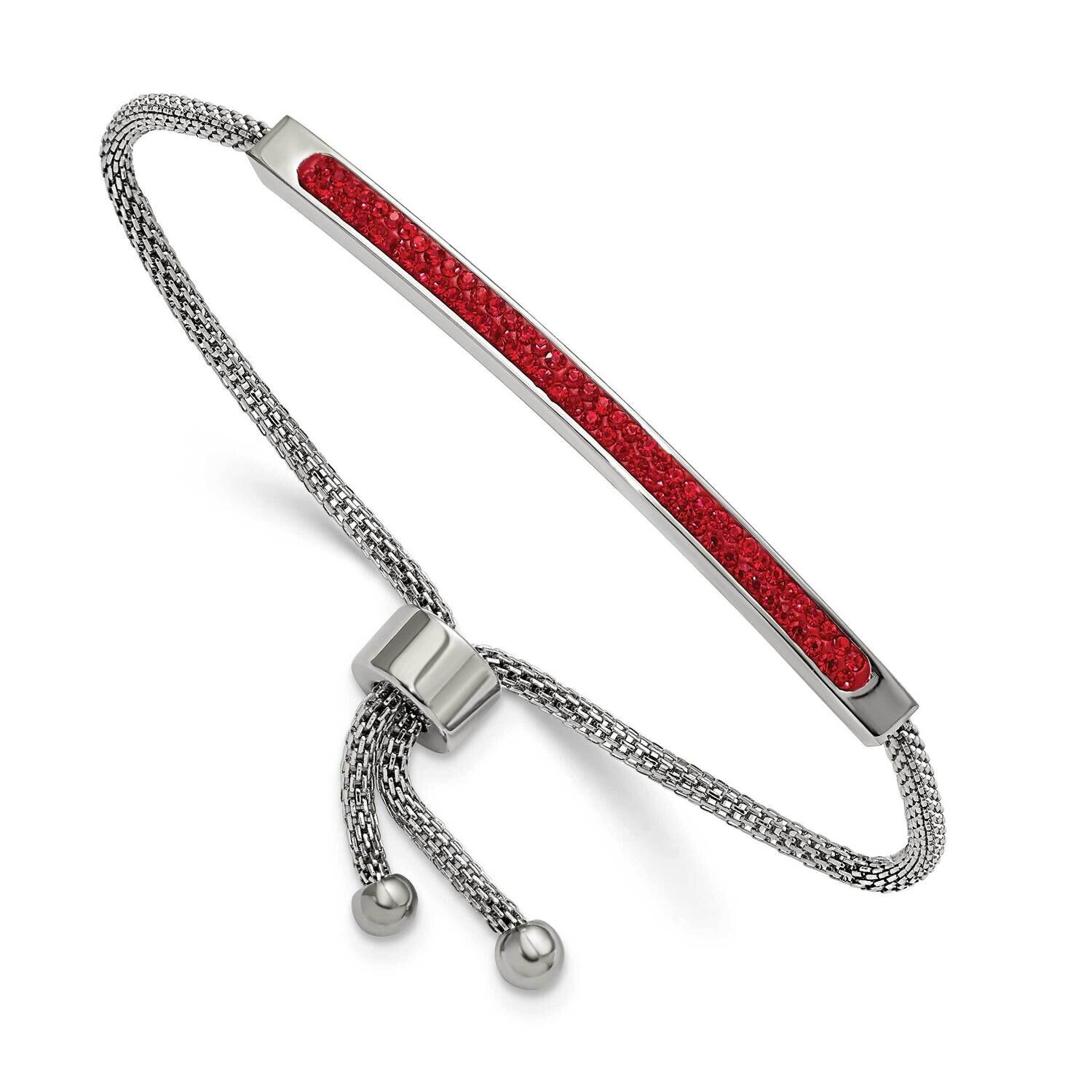 Red Glass Adjustable Bracelet Stainless Steel Polished SRB2753, MPN: SRB2753, 191101860096