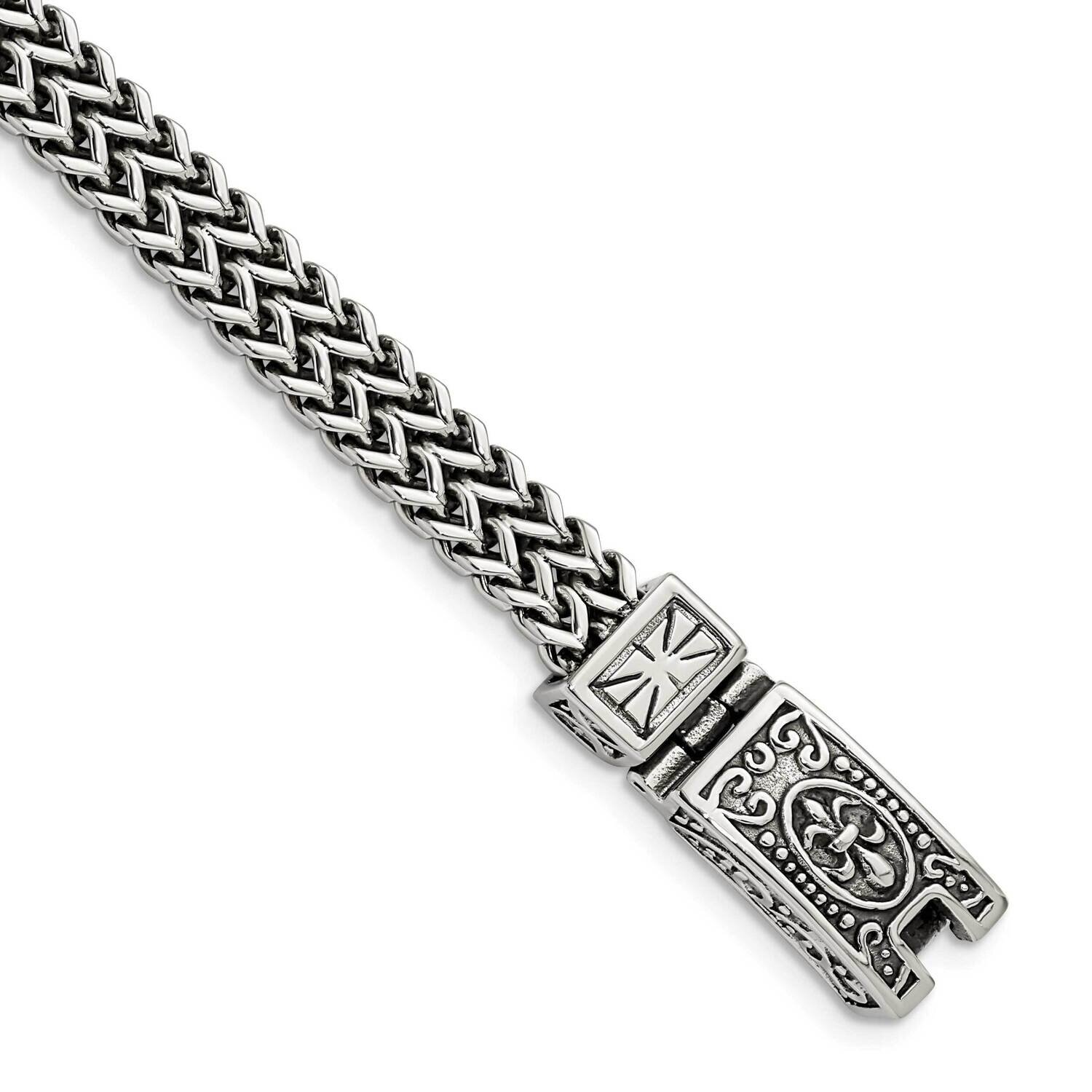 Polished 2-Strfranco Link 8.5 Inch Bracelet Stainless Steel Antiqued SRB2766-8.5, MPN: SRB2766-8.5,…
