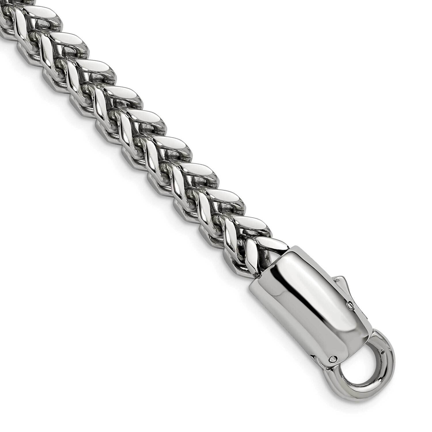 Polished Franco Link 8.5 Inch Bracelet Stainless Steel Antiqued SRB2767-8.5