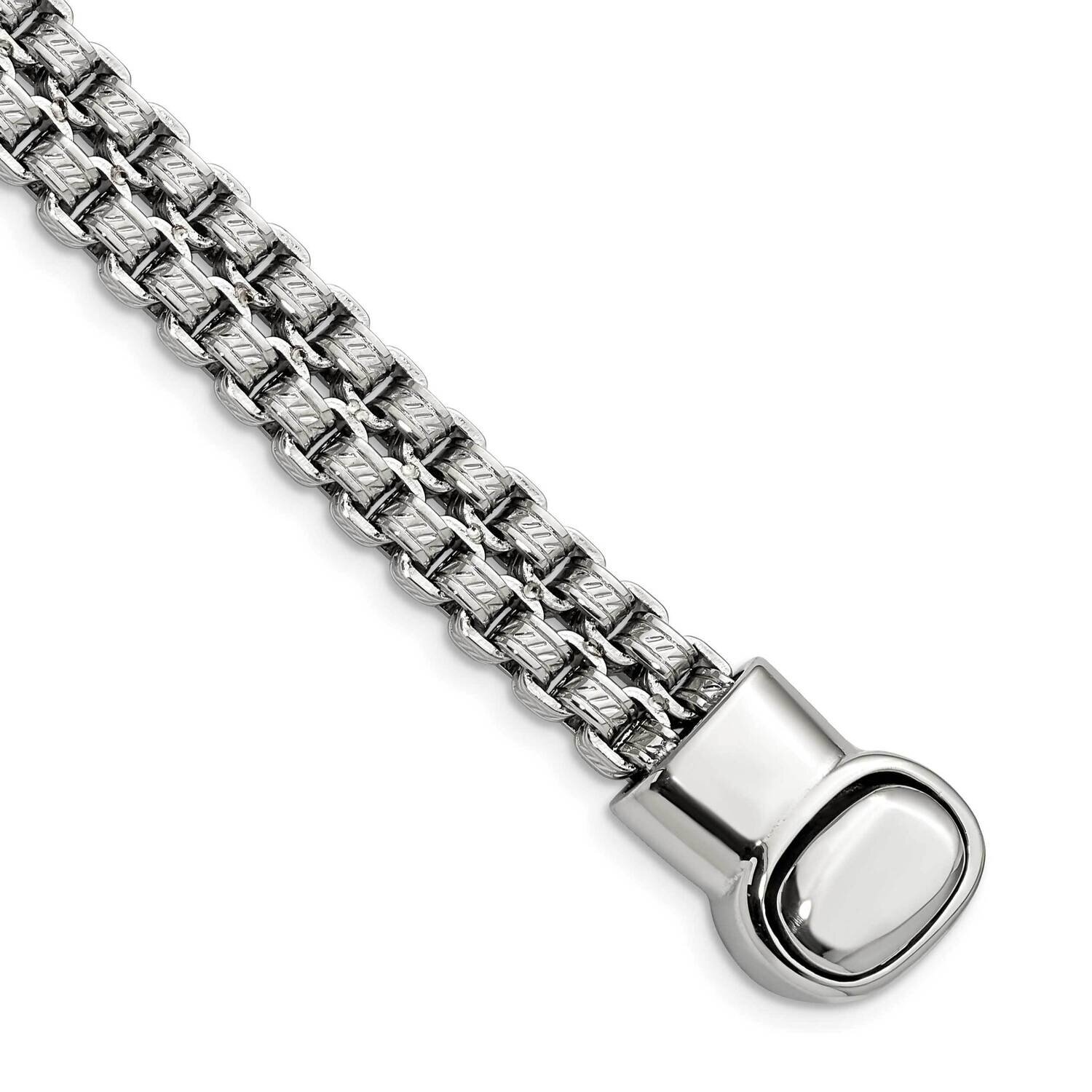 Textured Rolo Link 8.75 Inch Bracelet Stainless Steel Polished SRB2768-8.75