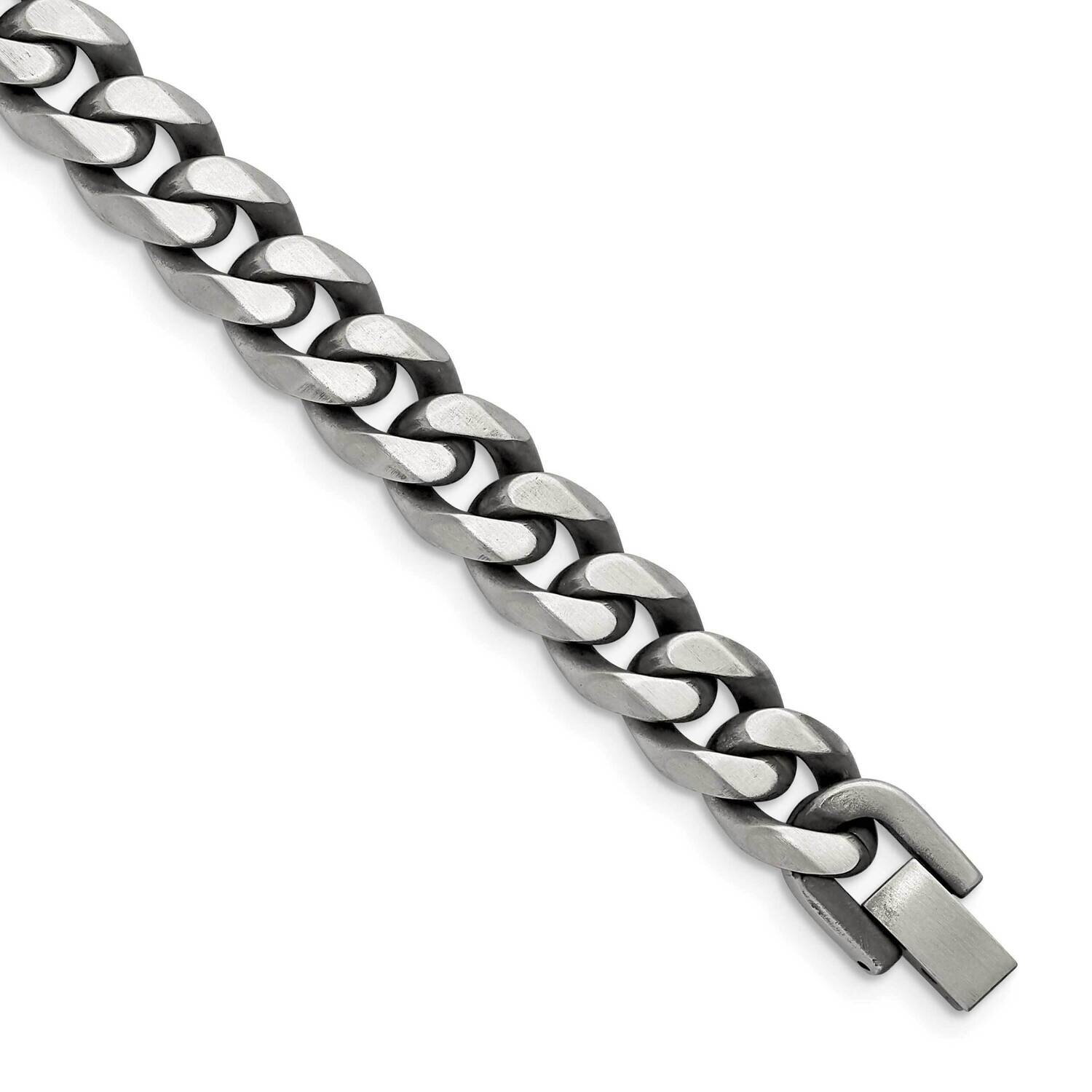 Brushed 10.5mm Curb 8.5 Inch Bracelet Stainless Steel Antiqued SRB2774-8.5, MPN: SRB2774-8.5, 19110…