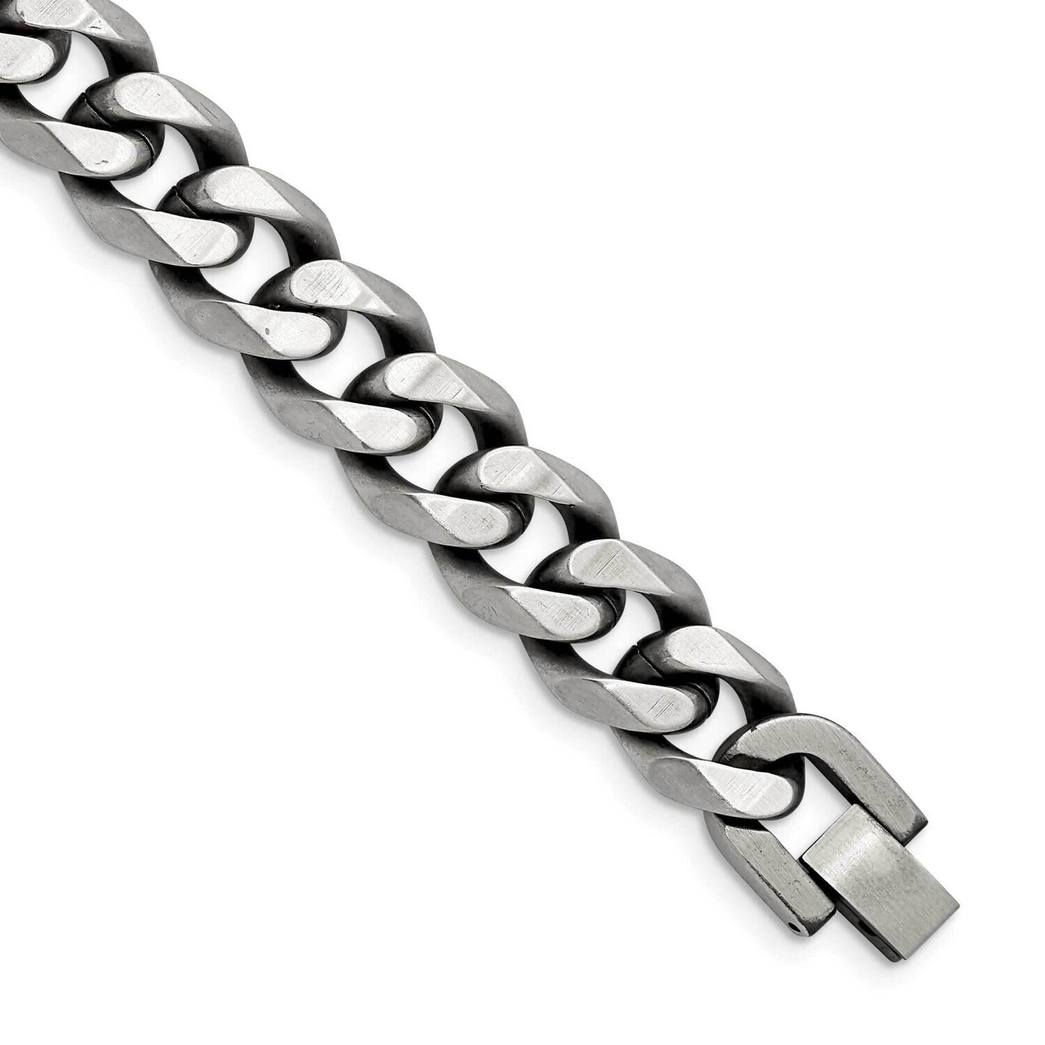 Brushed 13mm Curb 8.5 Inch Bracelet Stainless Steel Antiqued SRB2775-8.5, MPN: SRB2775-8.5, 1911018…