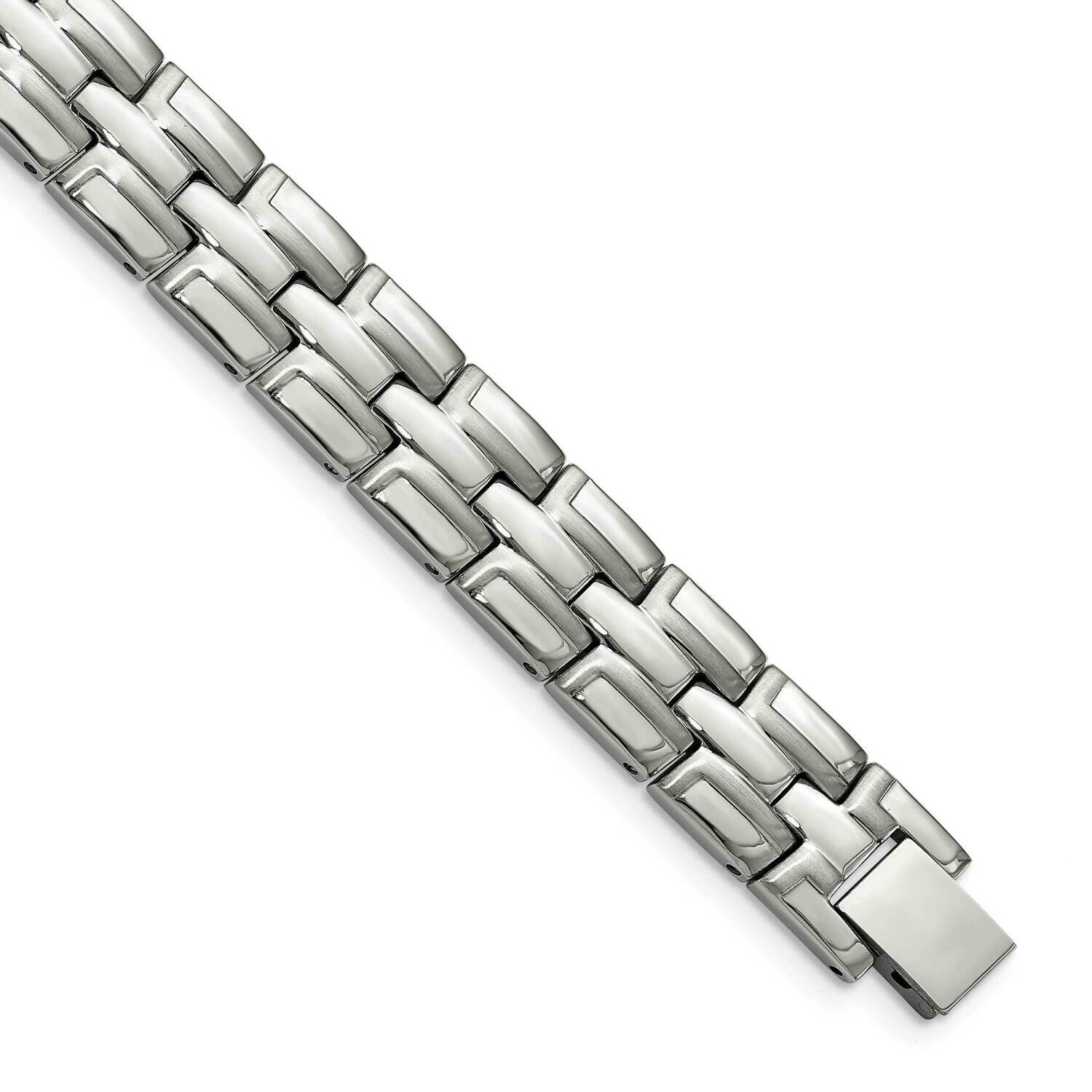 8.5 Inch Link Bracelet Stainless Steel Brushed and Polished SRB2778-8.5