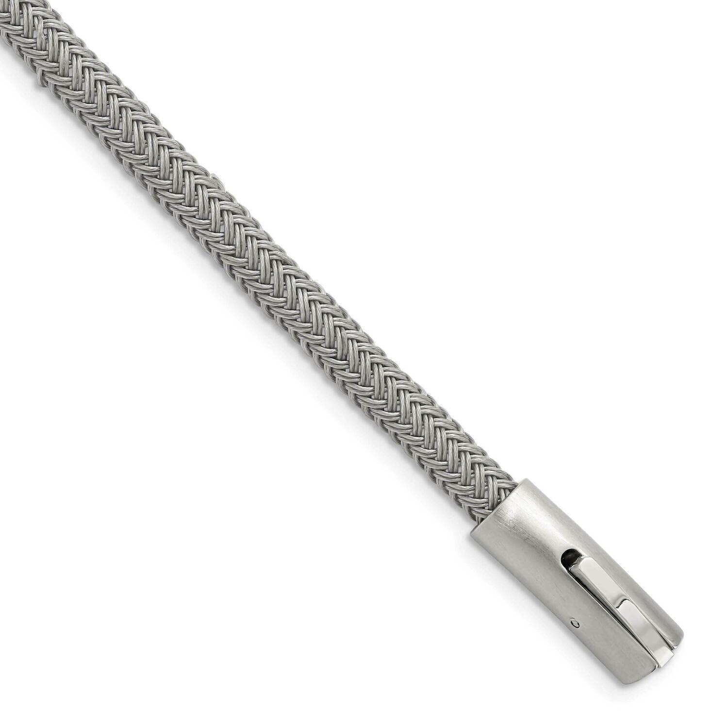 Wire 8.25 Inch Bracelet Stainless Steel Brushed and Polished SRB2814-8.25