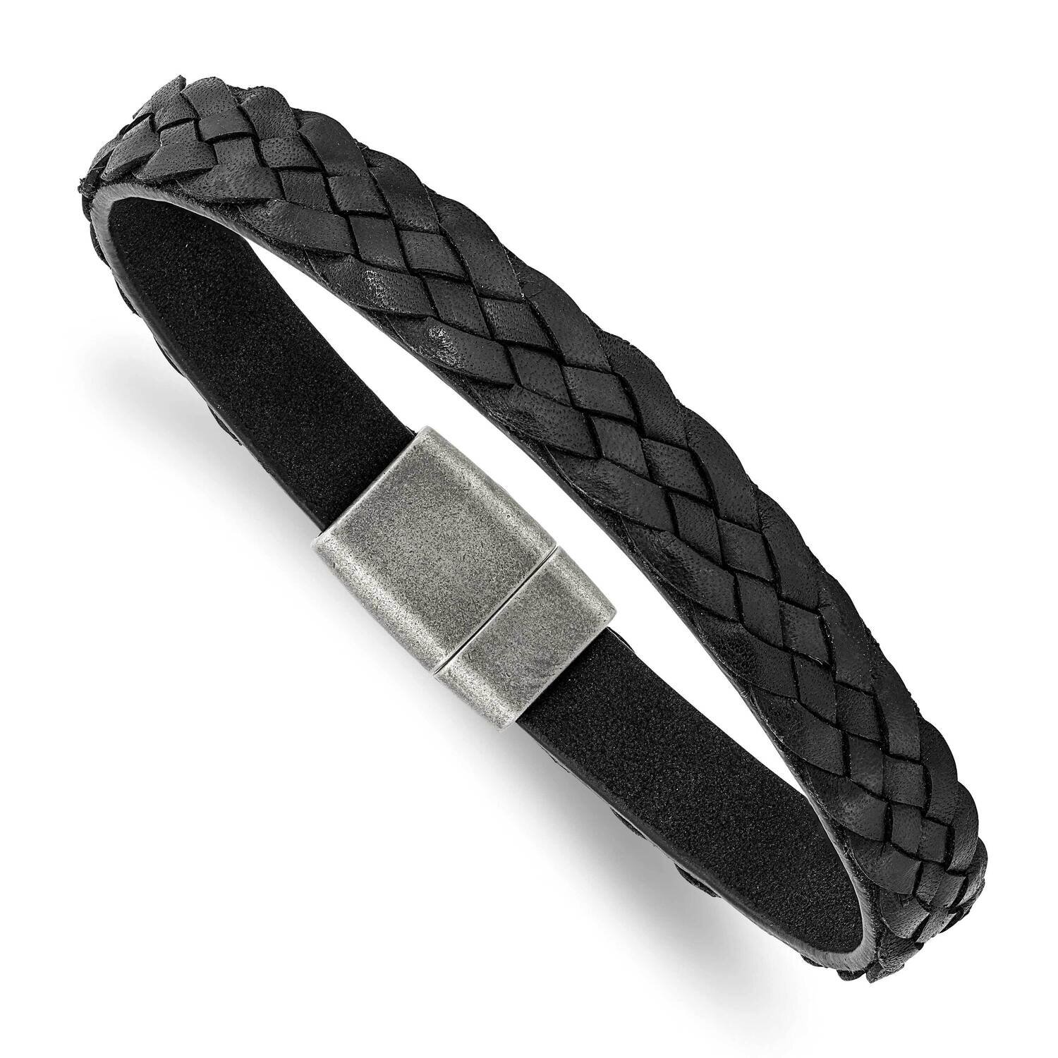 Black Braided Leather 8.25 Inch Bracelet Stainless Steel Antiqued SRB2826-8.25, MPN: SRB2826-8.25, …