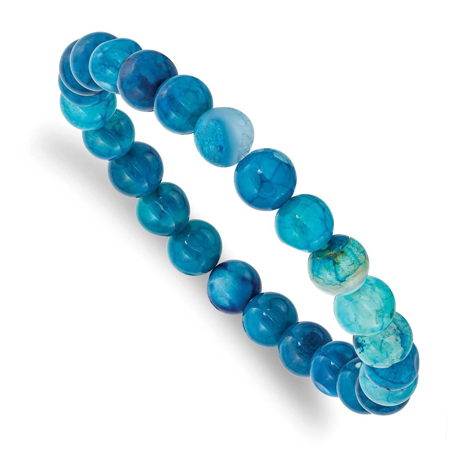 Blue Fire Agate Beaded Stretch Bracelet SRB2859, MPN: SRB2859, 191101859236