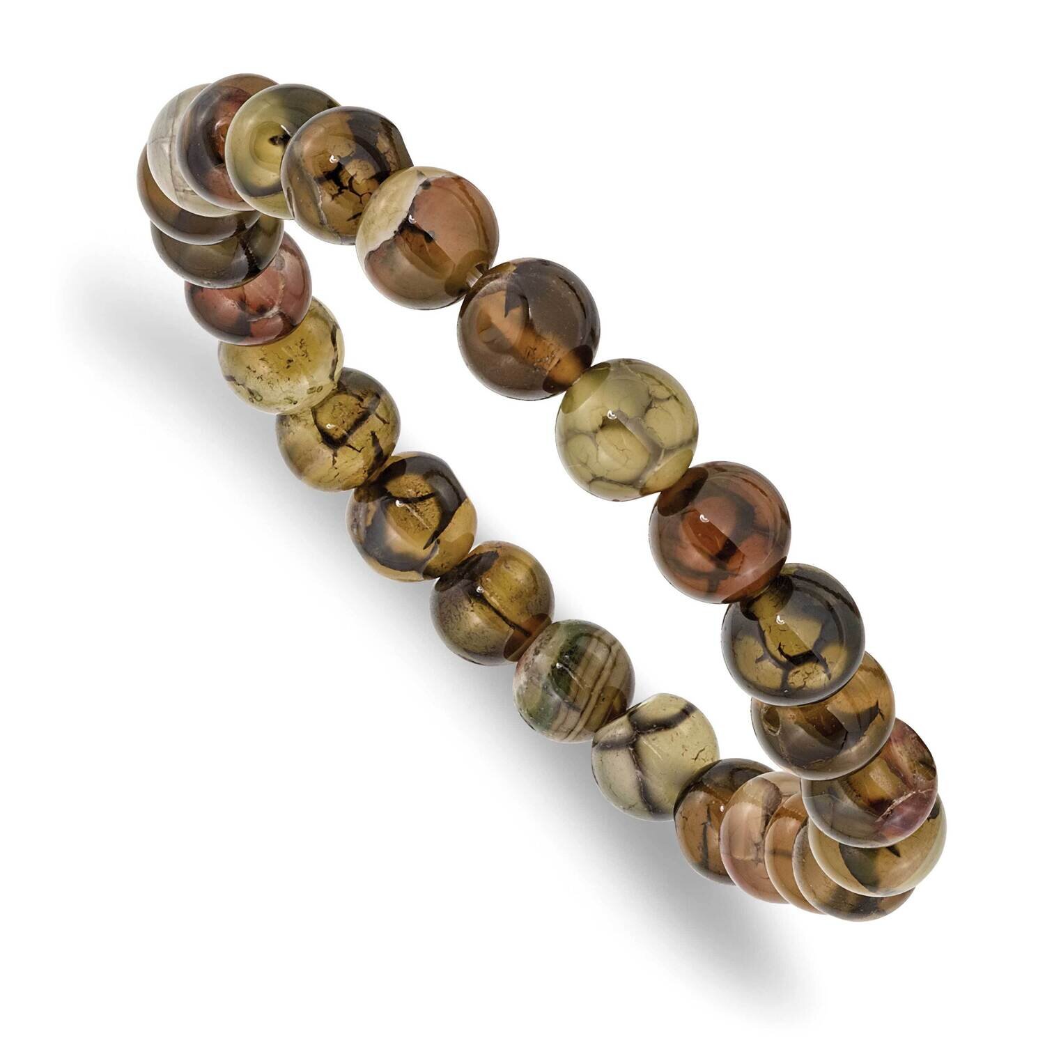 Black and Yellow Agate Beaded Stretch Bracelet SRB2866, MPN: SRB2866, 191101859441