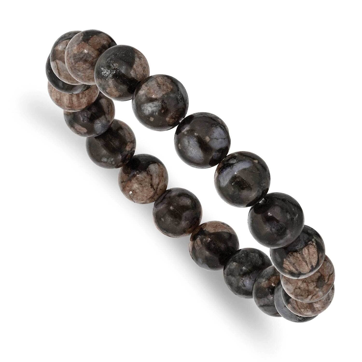 Black and Brown Agate Beaded Stretch Bracelet SRB2867, MPN: SRB2867, 191101859410