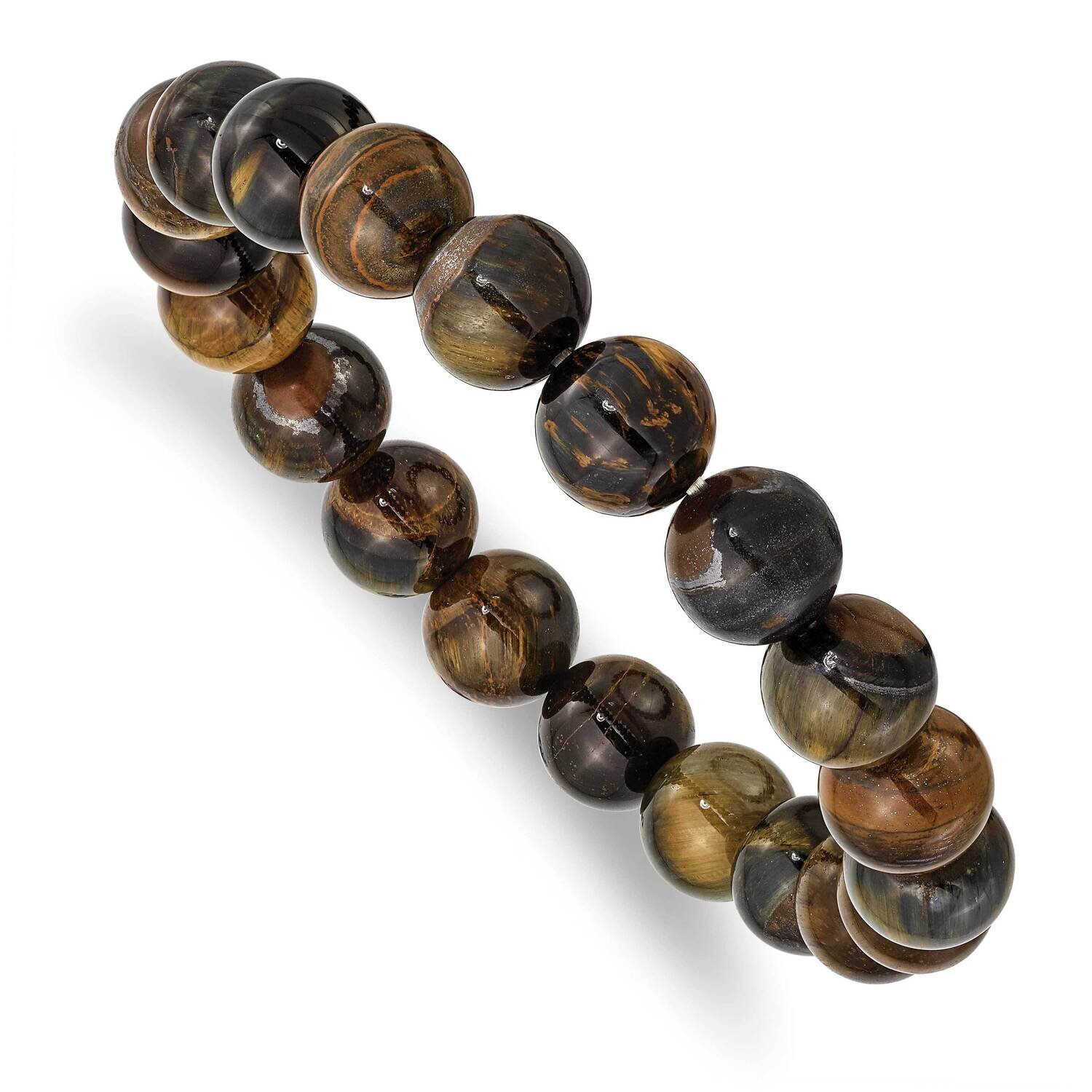 Blue and Yellow Tiger&#39;s Eye Agate Beaded Stretch Bracelet SRB2873, MPN: SRB2873, 191101860027