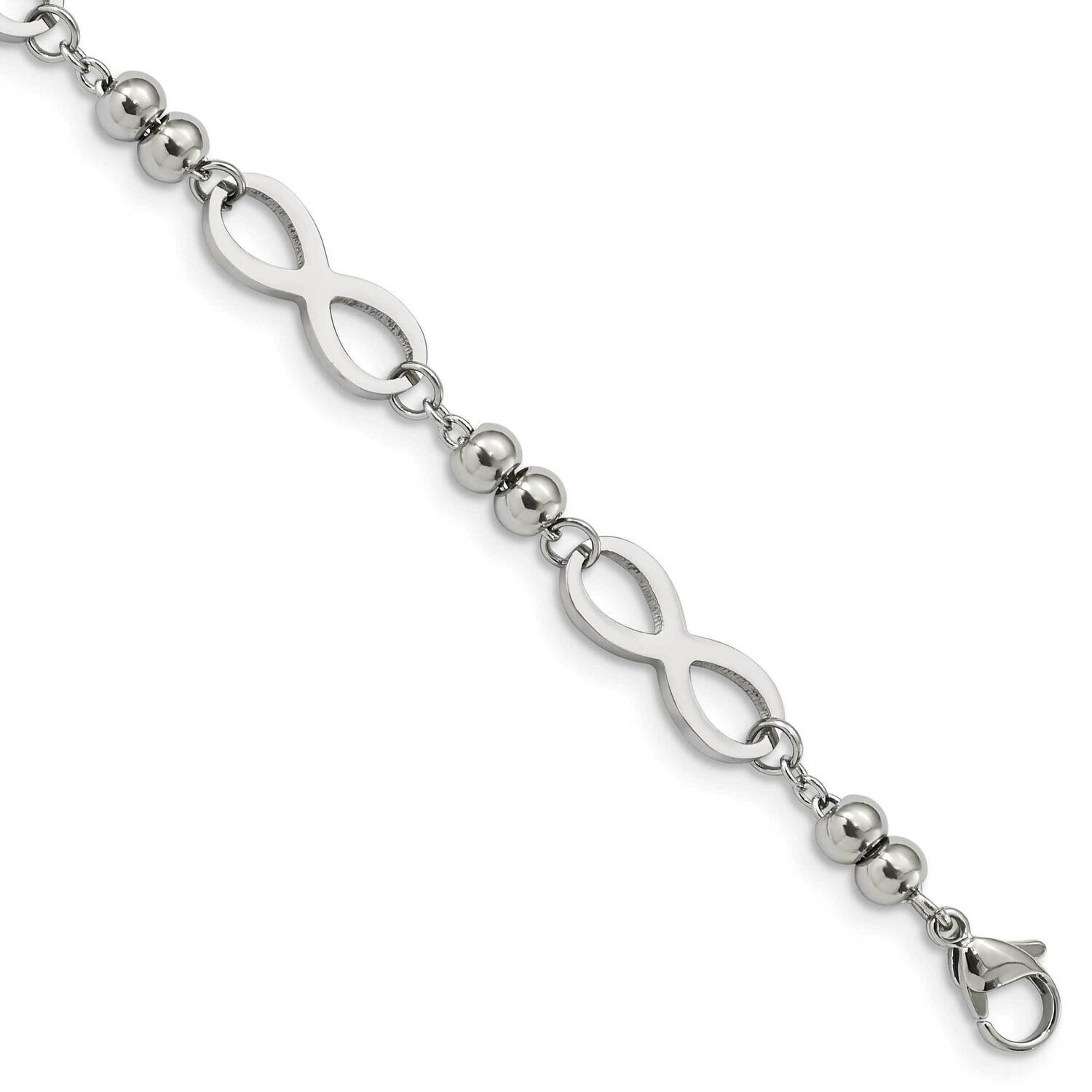 Infinity 4 Leaf Clover with 1 Inch Extension 6.5 Inch Bracelet Stainless Steel Polished SRB2879-6.5…