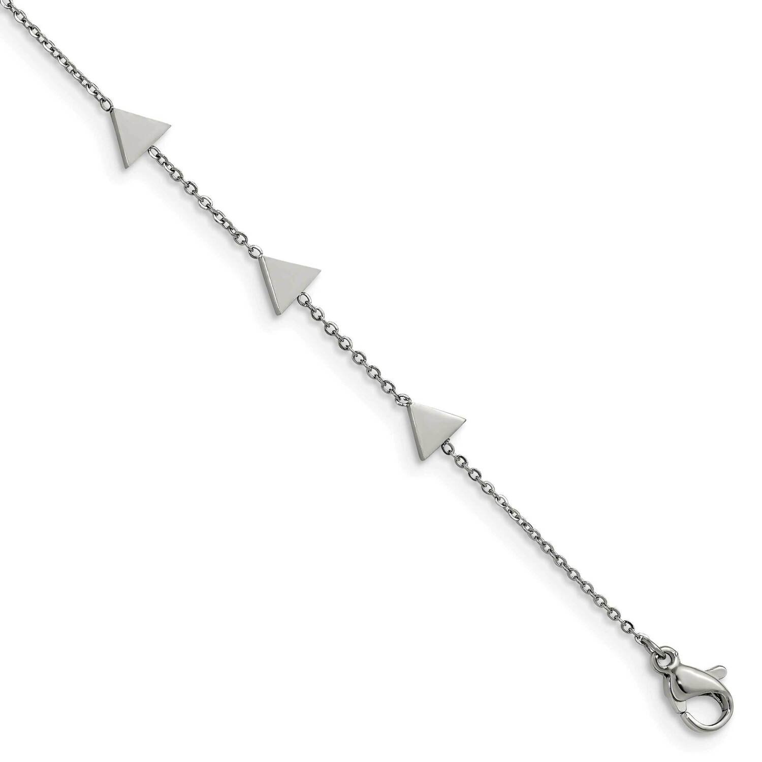 Triangles with .75 Inch Extender 6.75 Inch Bracelet Stainless Steel Polished SRB2881-6.75