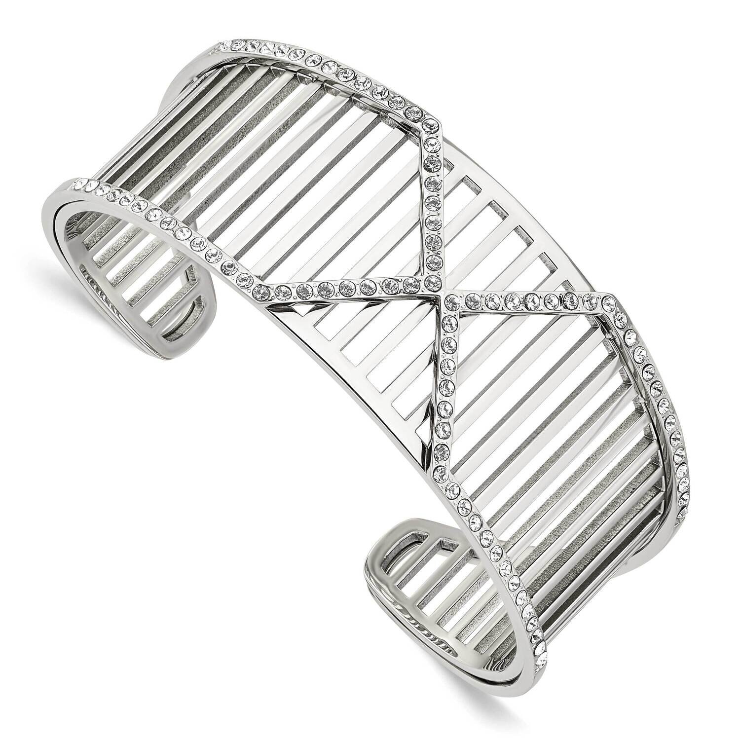 Swarovski Crystals x 25mm Cuff Bangle Stainless Steel Polished SRB2884, MPN: SRB2884, 191101865640