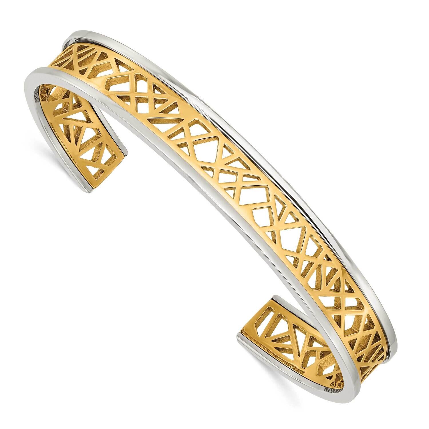 Yellow Ip-Plated Cut Out Center 9.5mm Bangle Stainless Steel Polished SRB2886, MPN: SRB2886, 191101…
