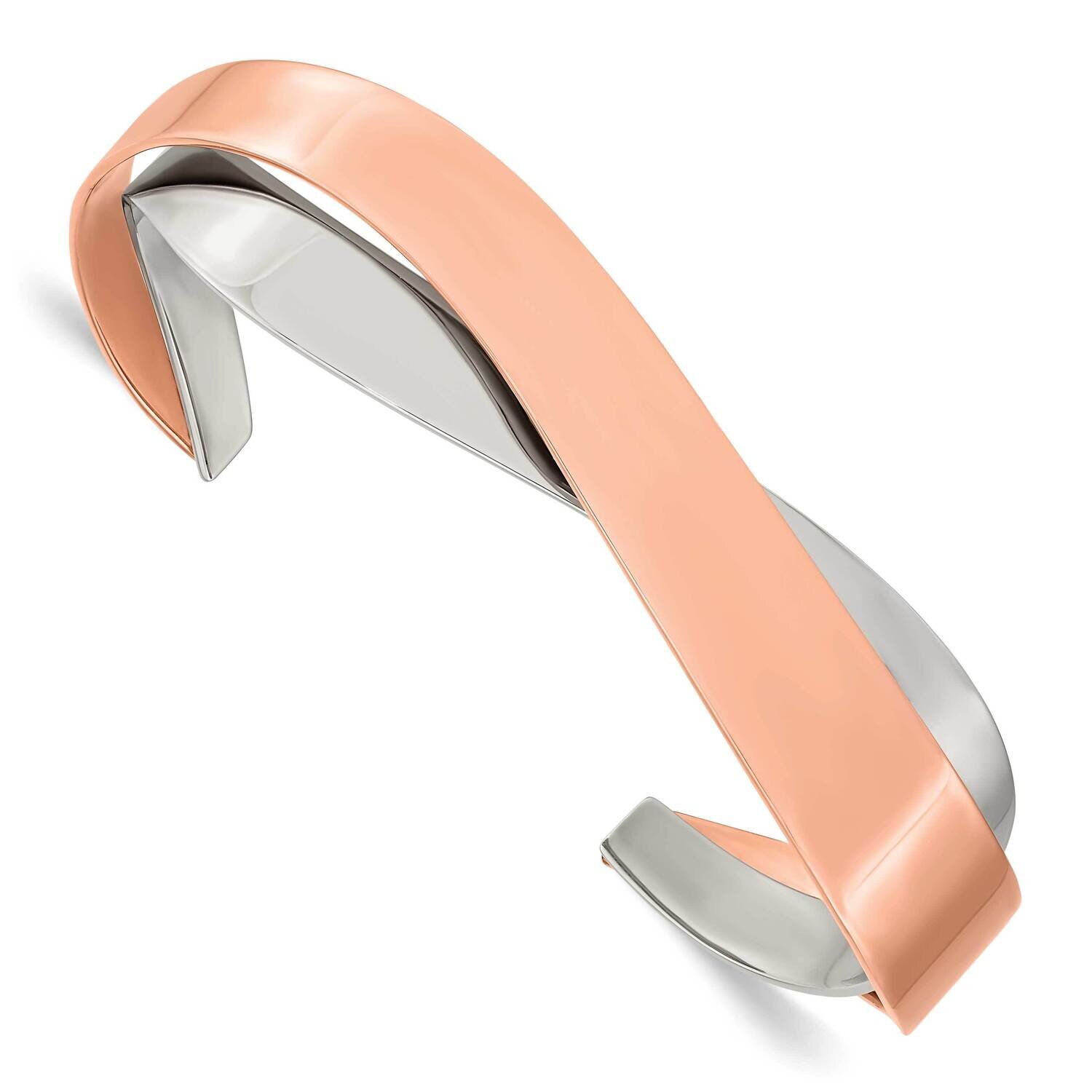 Rose Ip-Plated Layered and Twisted Cuff Bangle Stainless Steel Polished SRB2888, MPN: SRB2888, 1911…
