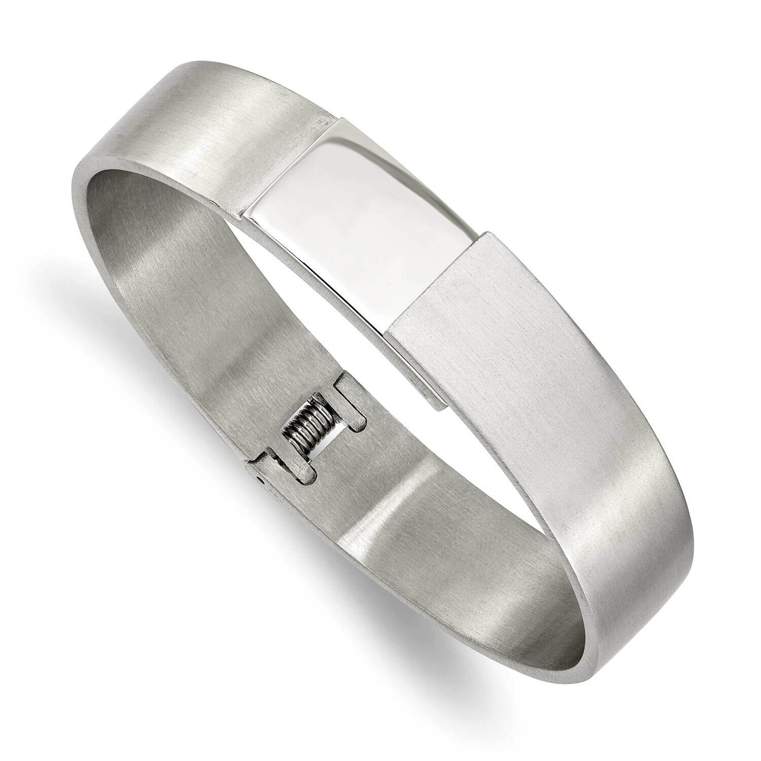 13mm Hinged Bangle Stainless Steel Brushed and Polished SRB2899