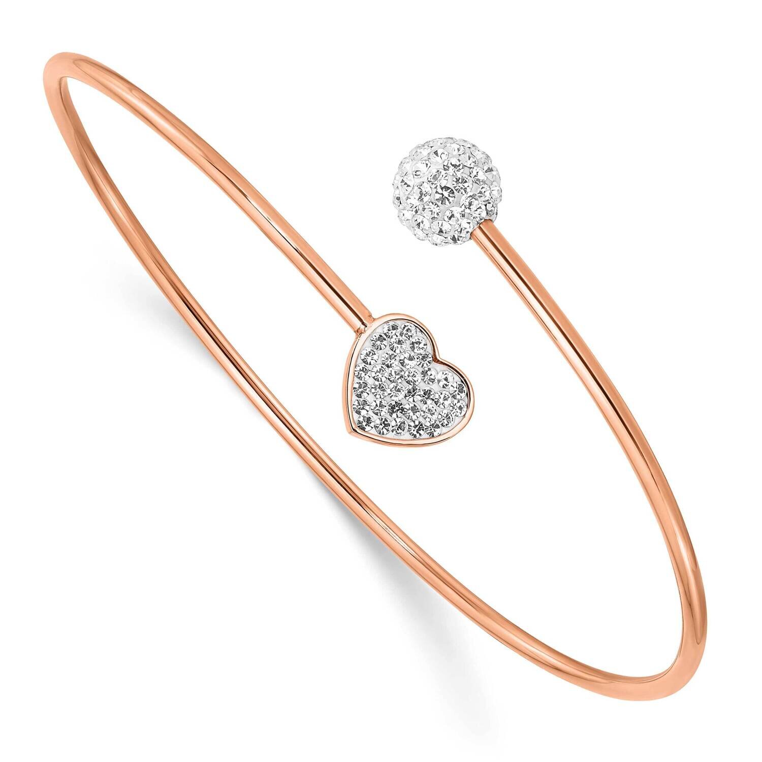 Rose Ip-Plated with Preciosa Crystal Heart Bangle Stainless Steel Polished SRB2903, MPN: SRB2903, 1…