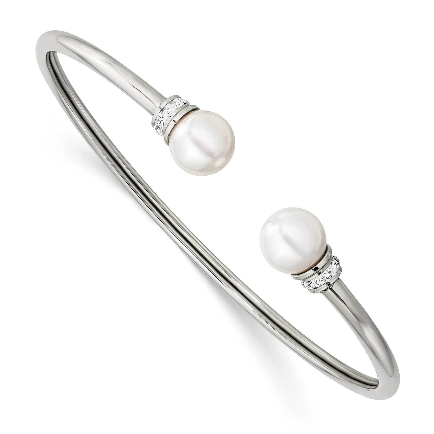 Preciosa Crystal &amp; Imit. Shell Pearl Bangle Stainless Steel Polished SRB2905, MPN: SRB2905, 1911018…